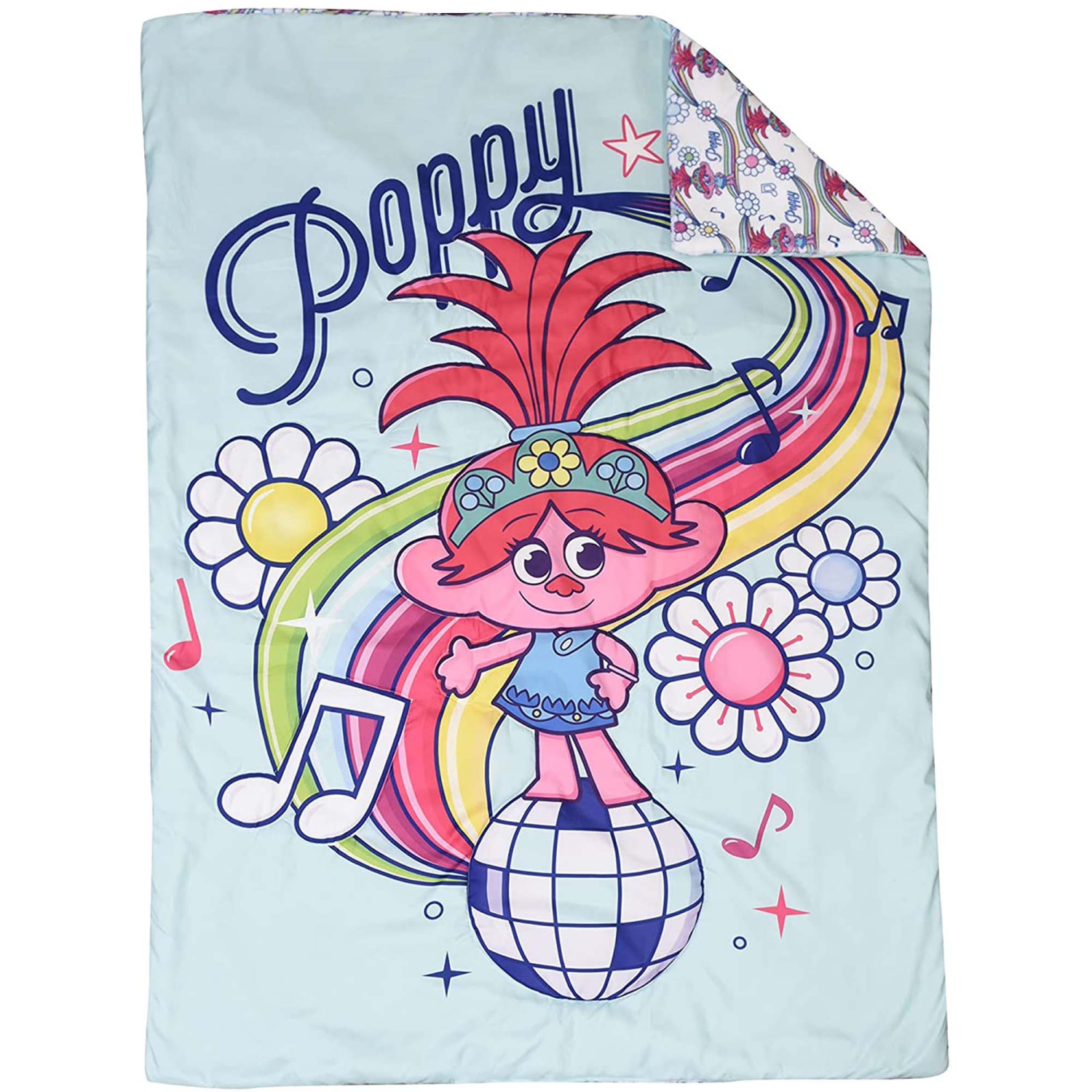 Trolls Poppy Toddler Bedding Sheet Set 3 Piece Set for Kids With Reversible Comforter