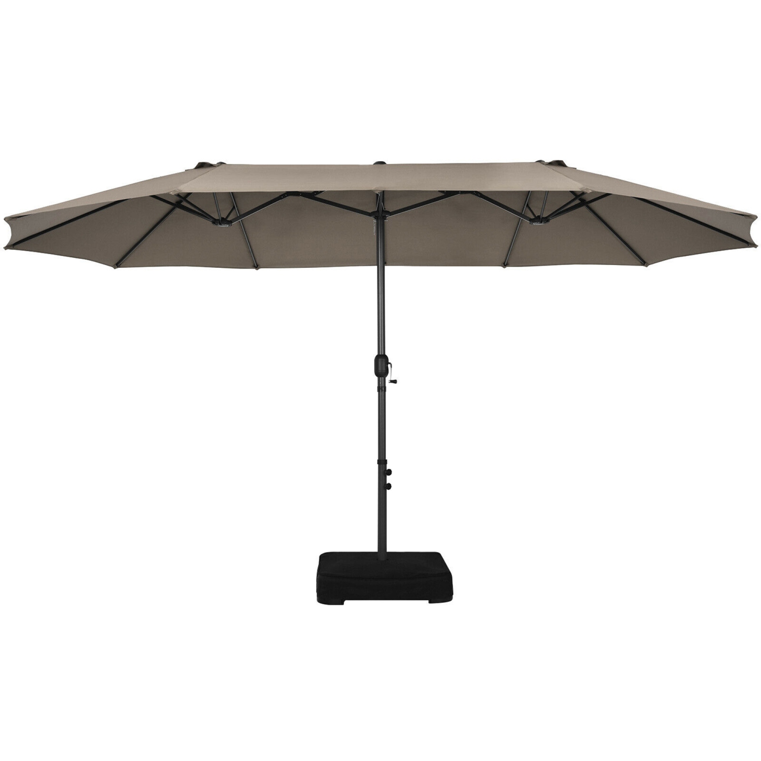 Gymax 15 ft Double-Sided Patio Umbrella Market Twin Umbrella w/ Enhanced Base