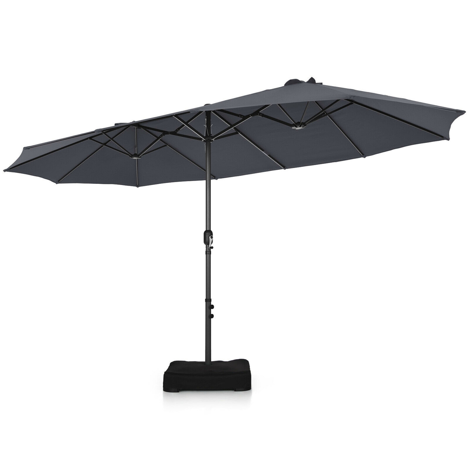 Gymax 15 ft Double-Sided Patio Umbrella Market Twin Umbrella w/ Enhanced Base