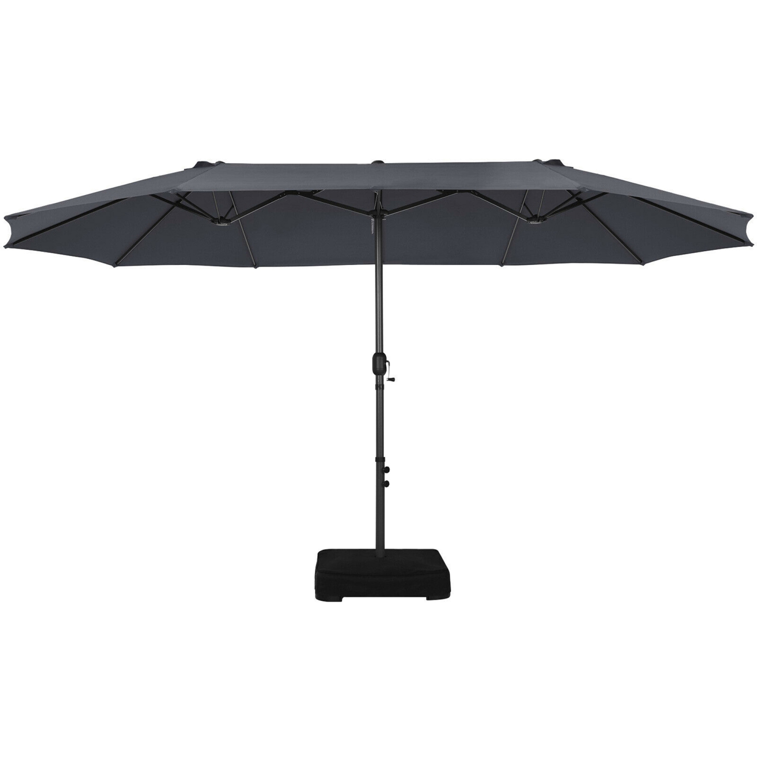 Gymax 15 ft Double-Sided Patio Umbrella Market Twin Umbrella w/ Enhanced Base