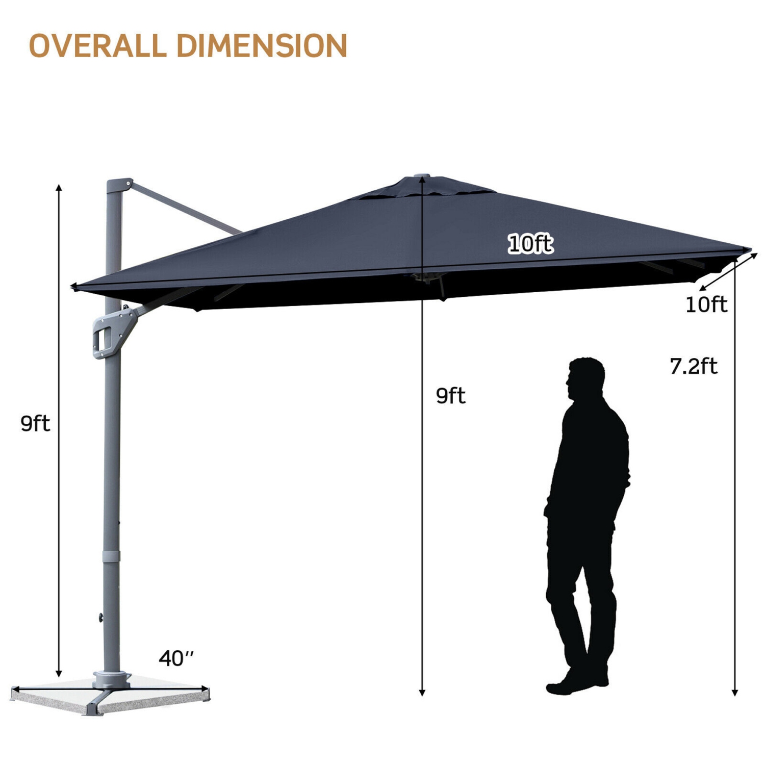 Gymax 10FT Square Offset Patio Umbrella Outdoor Aluminum Cantilever Umbrella