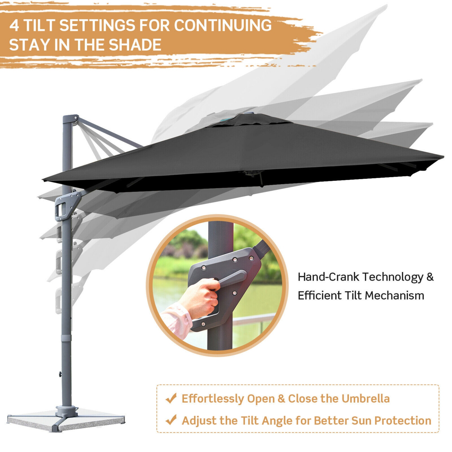 Gymax 10FT Square Offset Patio Umbrella Outdoor Aluminum Cantilever Umbrella