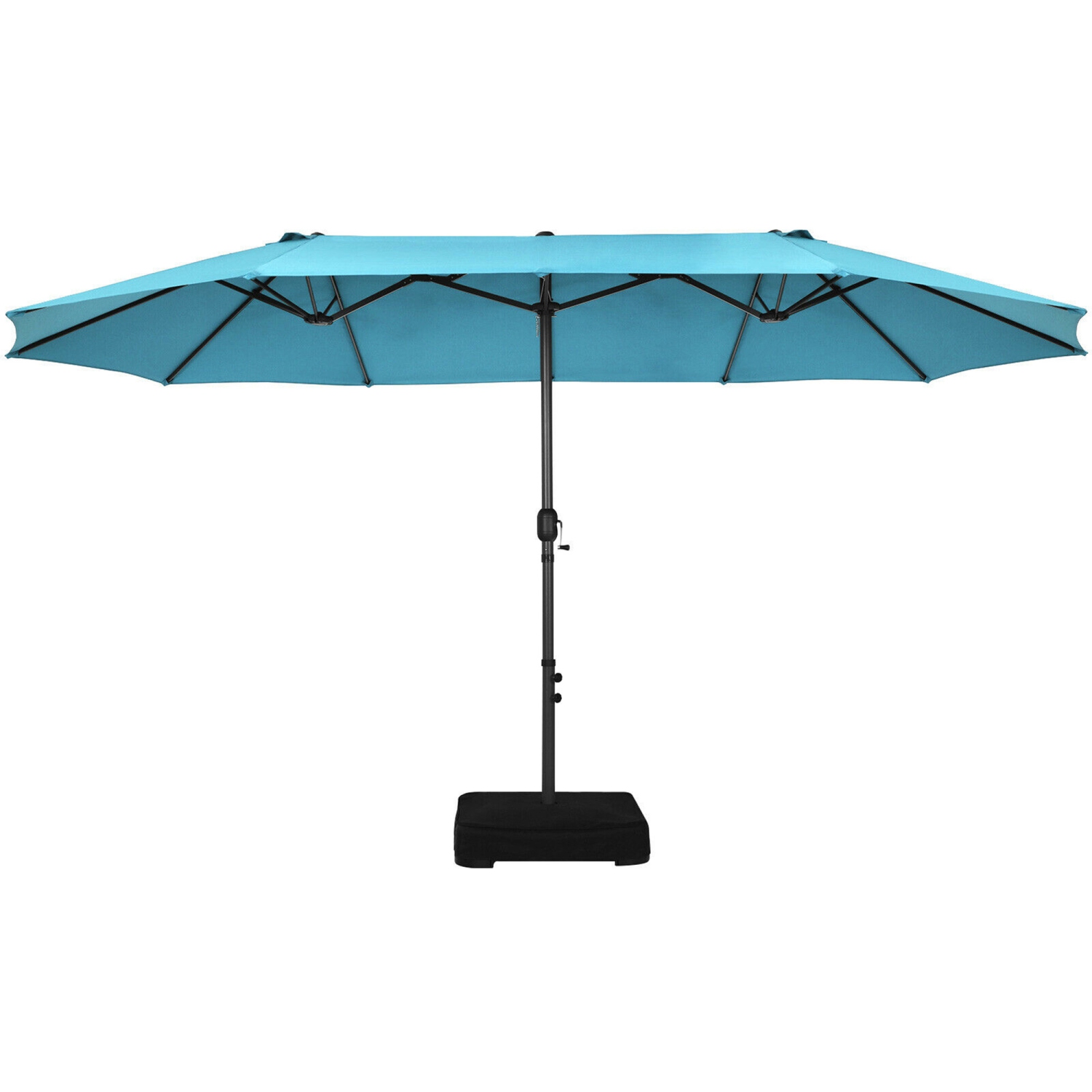 Gymax 15 ft Double-Sided Patio Umbrella Market Twin Umbrella w/ Enhanced Base