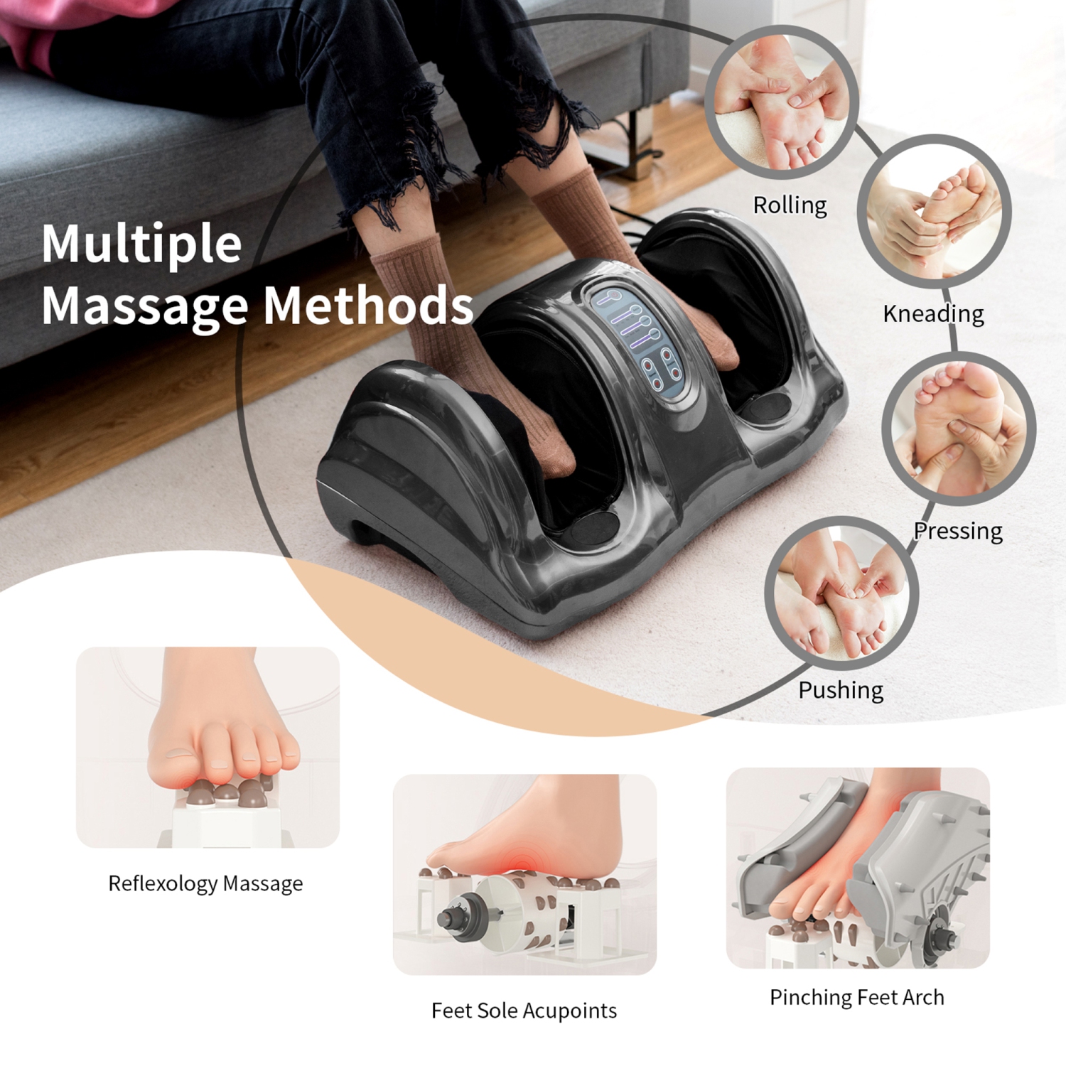 Gymax Rolling Foot Massager Shiatsu Foot Massage Machine w/ Remote Control
