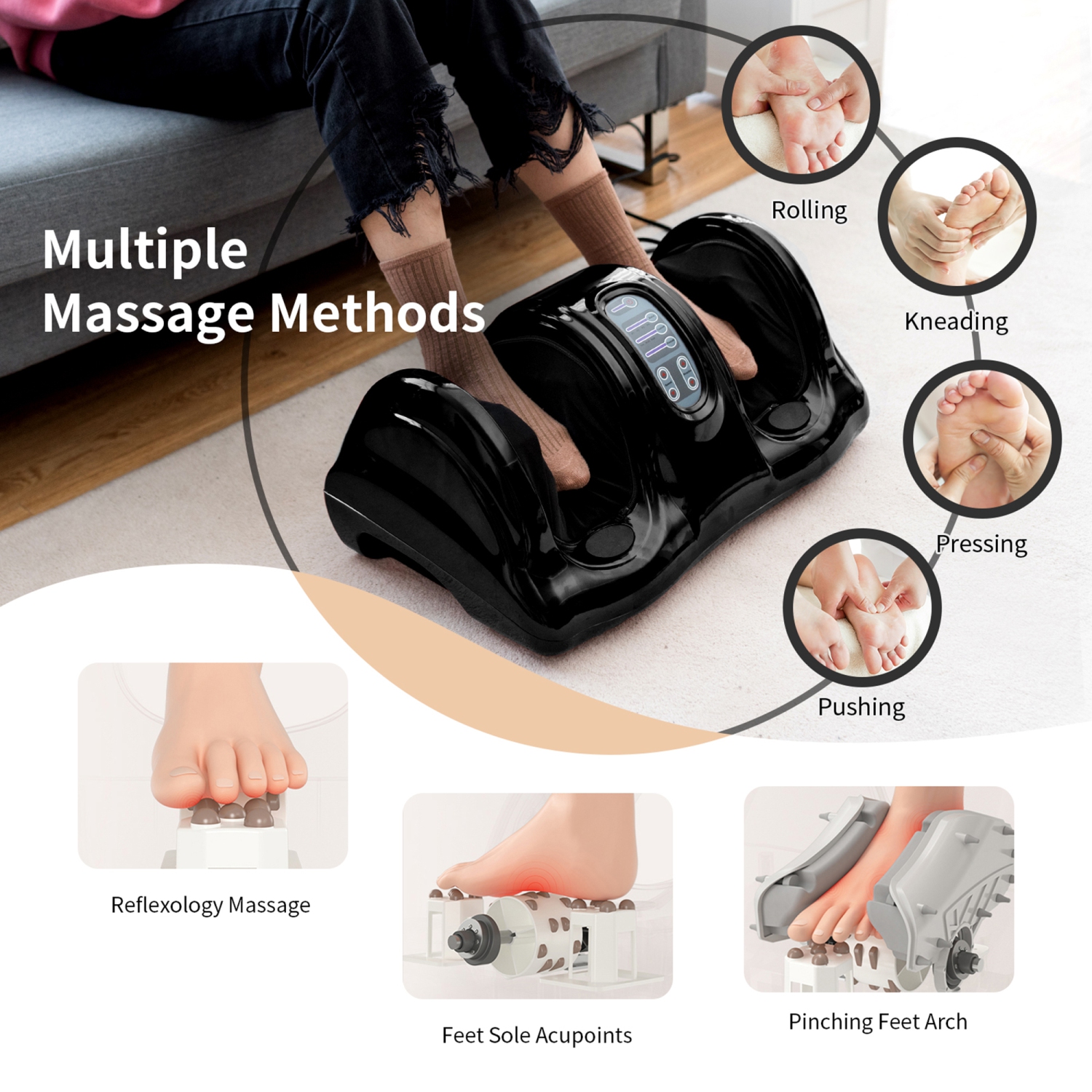 Gymax Rolling Foot Massager Shiatsu Foot Massage Machine w/ Remote Control