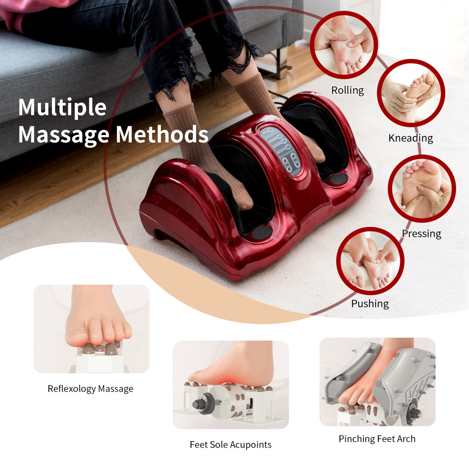 Gymax Rolling Foot Massager Shiatsu Foot Massage Machine w/ Remote Control