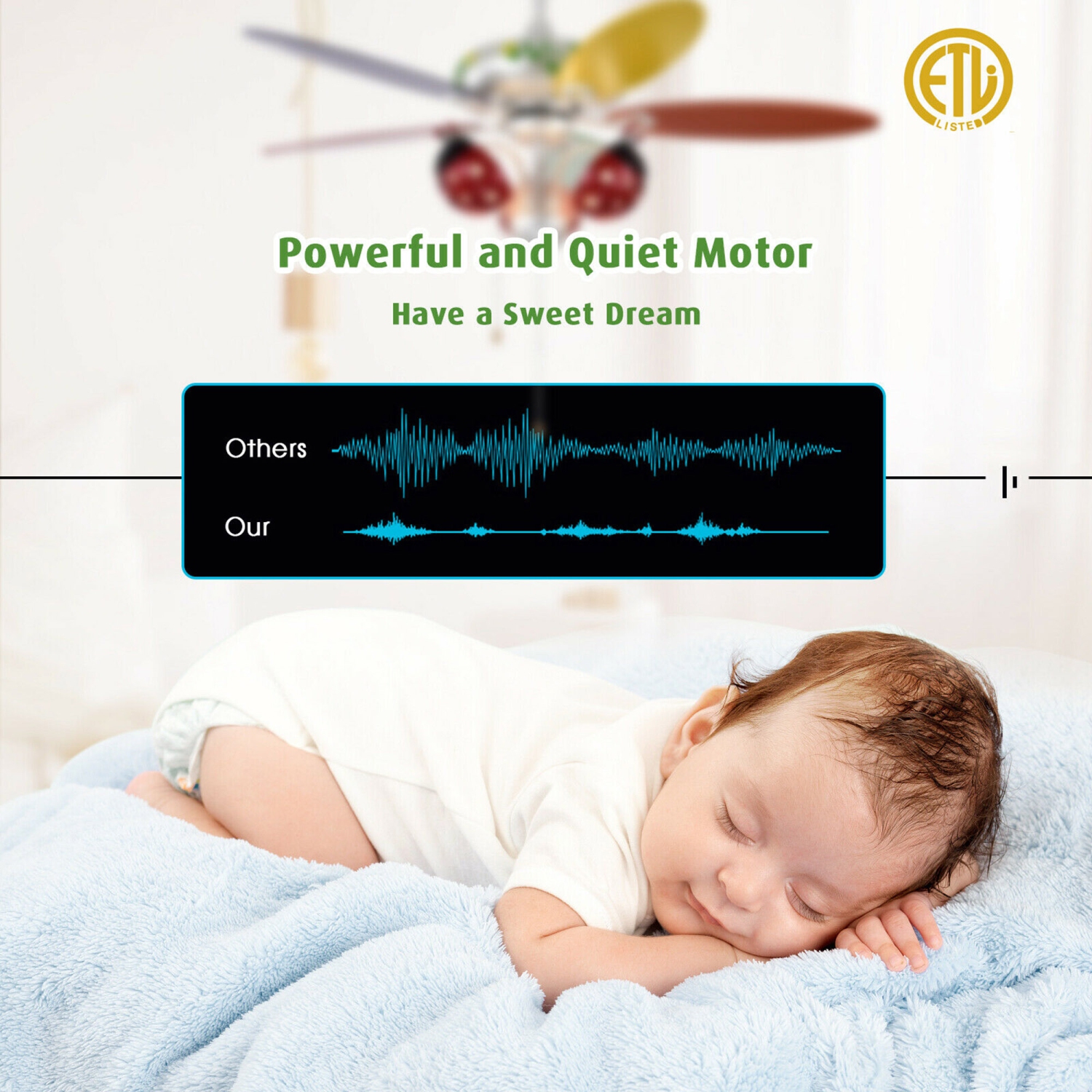 Gymax 52'' Ceiling Fan with Light Kids Fan Light w/Pull Chain Control Beetle Multicolor