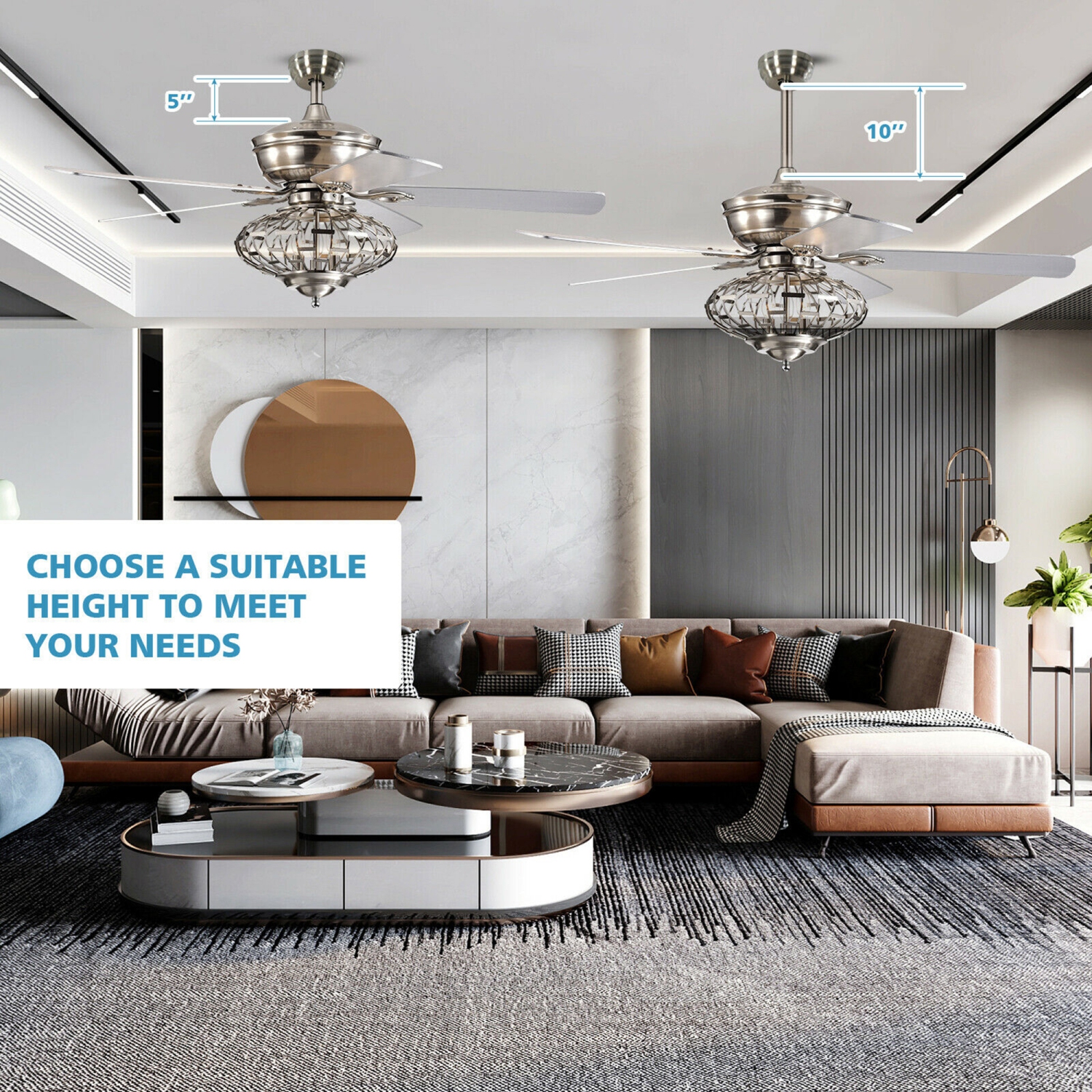 Gymax 52'' Ceiling Fan with Light Nickel Plated Color Wooden Blades w/Remote Control