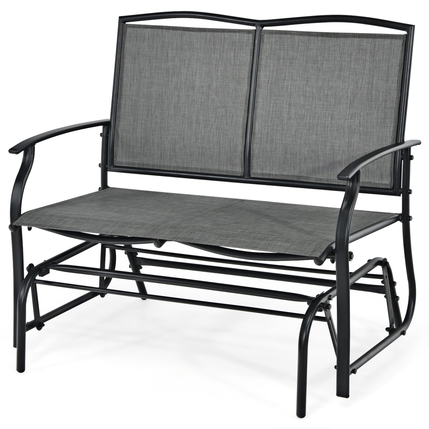 Patiojoy 2 Person Swing Glider Bench Patio Rocking Lounge Chair w/Steel Frame for Garden Backyard Balcony Gray