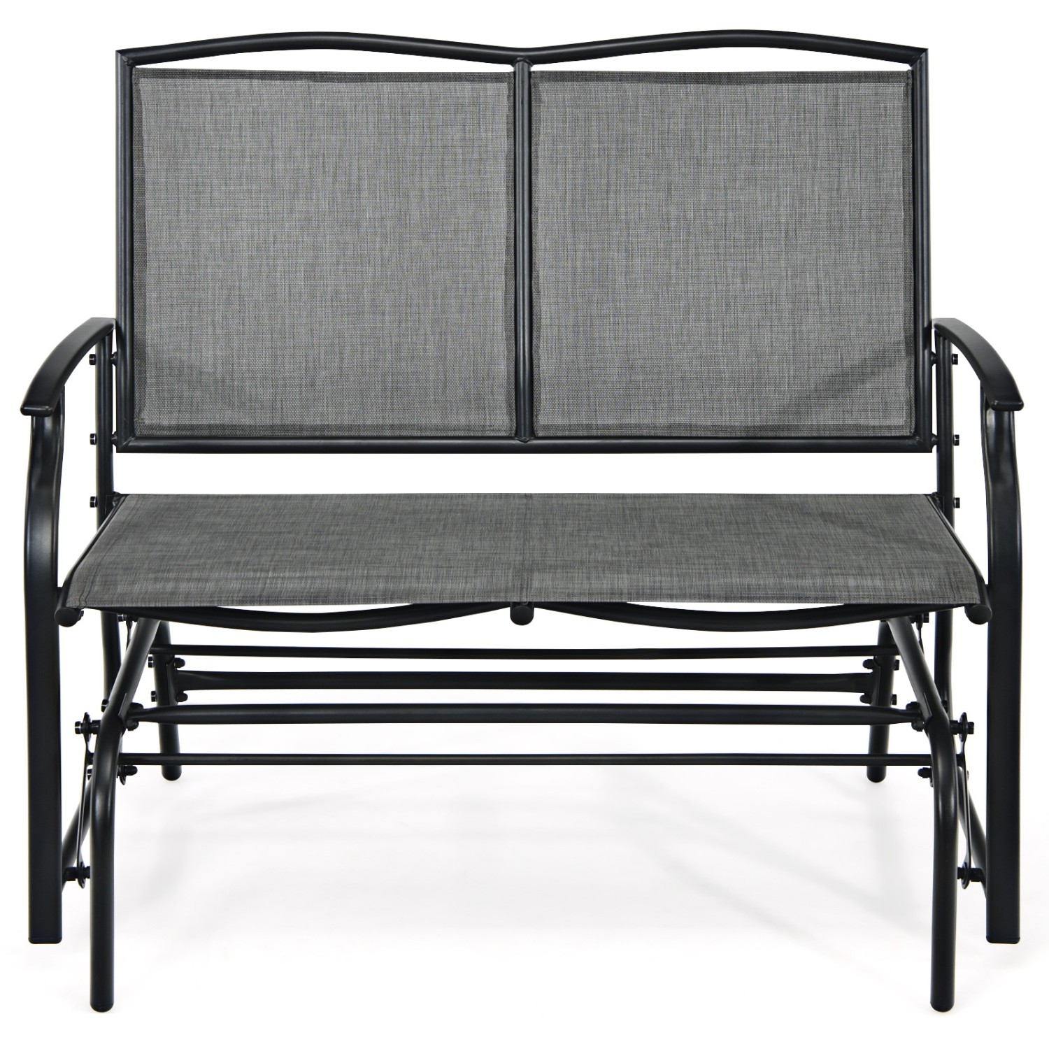 Patiojoy 2 Person Swing Glider Bench Patio Rocking Lounge Chair w/Steel Frame for Garden Backyard Balcony Gray