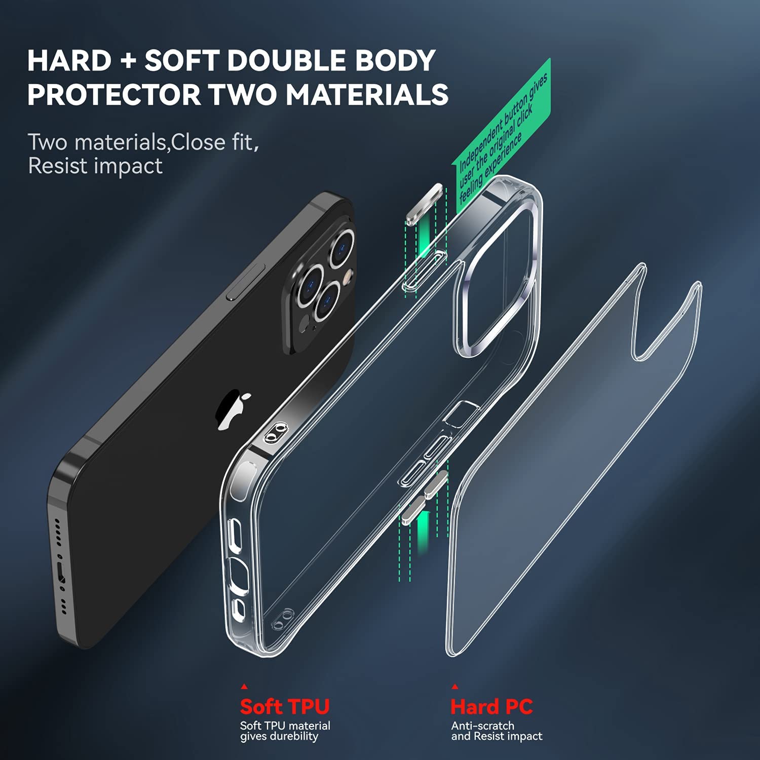 navor Transparent Phone Case Compatible with iPhone 13 Pro 6.1-inch Lightweight Anti-Yellowing Scratch-Resistant Slim Fit [Clear]