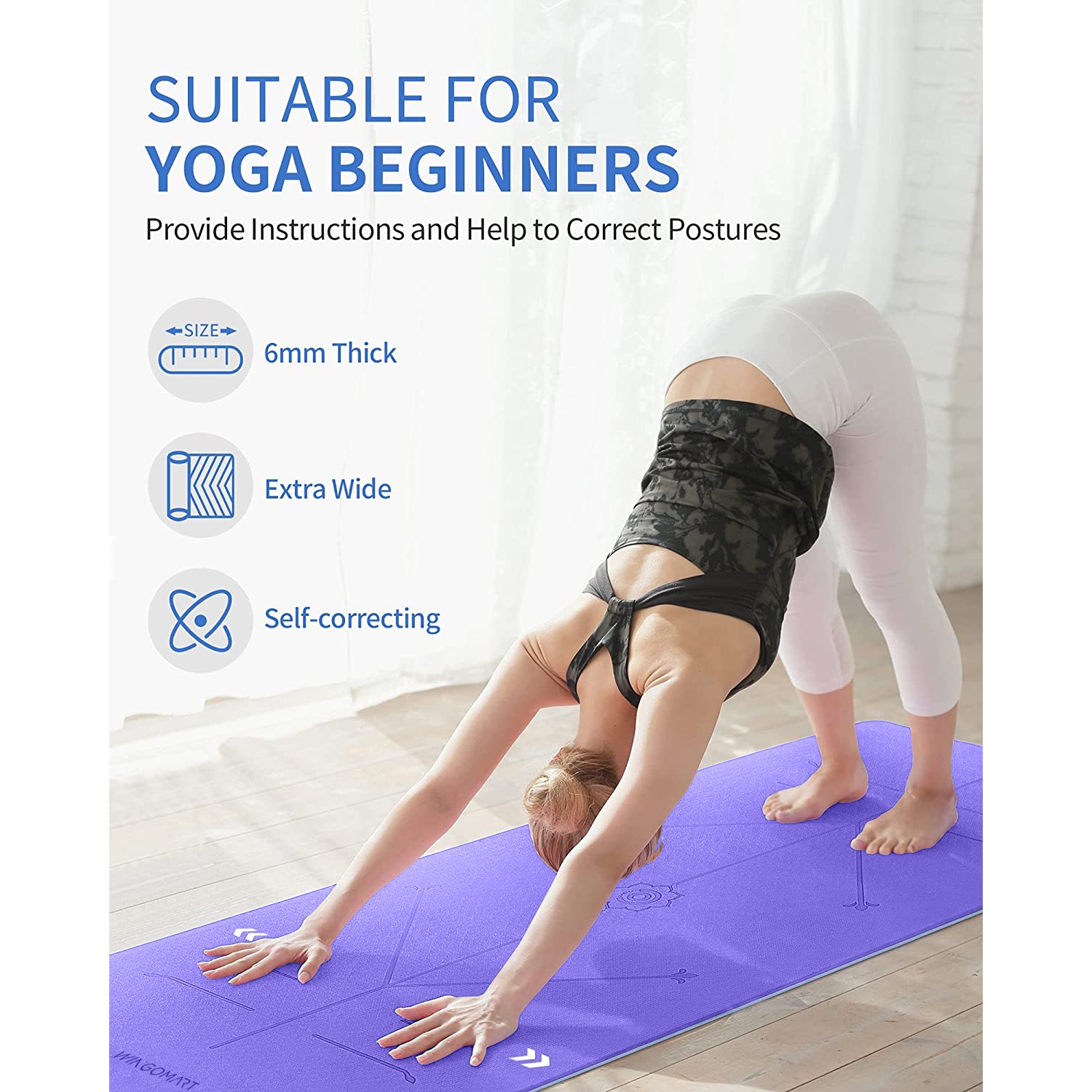 WELLDAY Yoga Mat Bow Stripes Non Slip Fitness