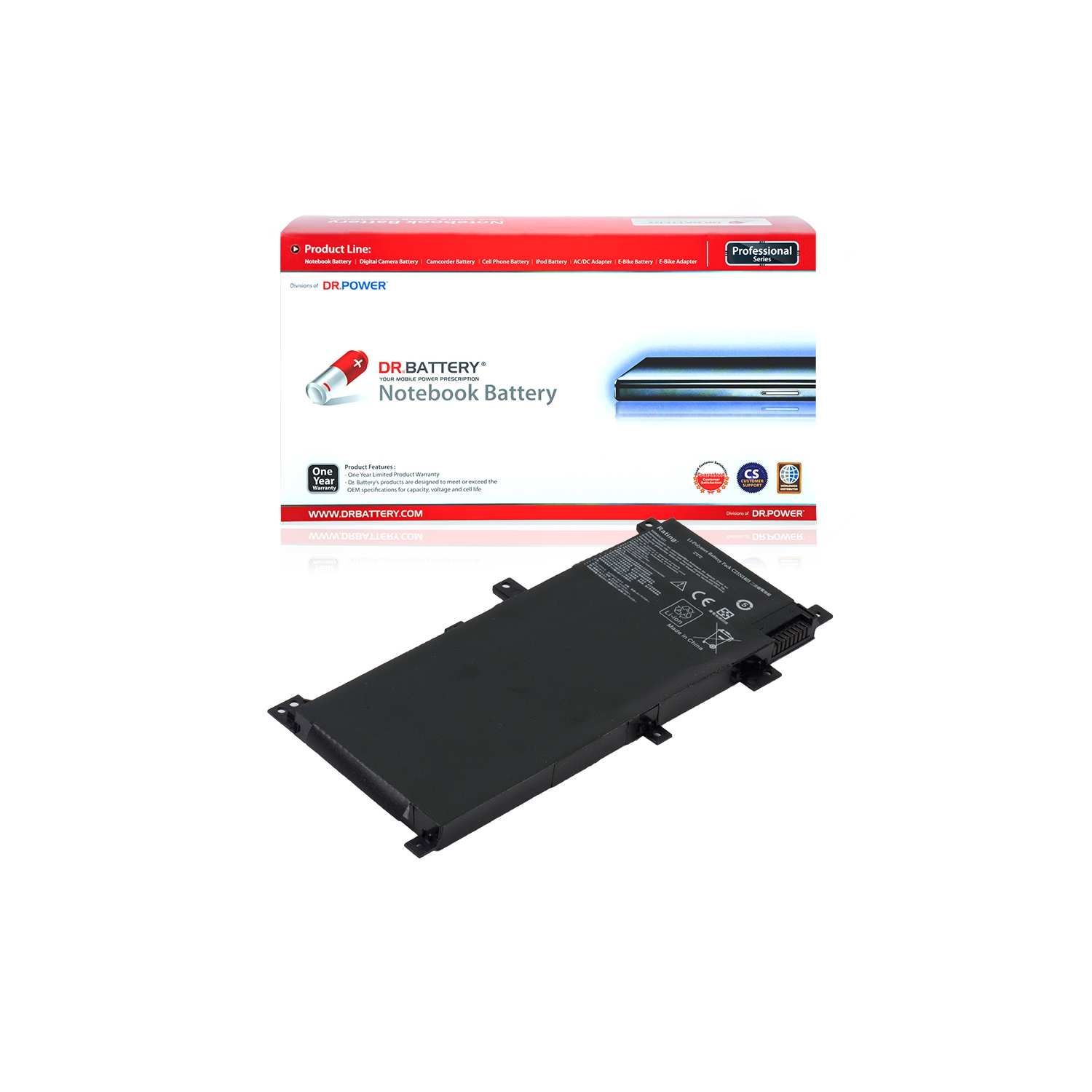 DR. BATTERY - Replacement for Asus F455LD-WX107H / F455LD-WX109H / F455LD-WX383H / F455LJ5200 / 63 / 134 / C21N1401 / C21NI401 [7.6V / 4868mAh /
