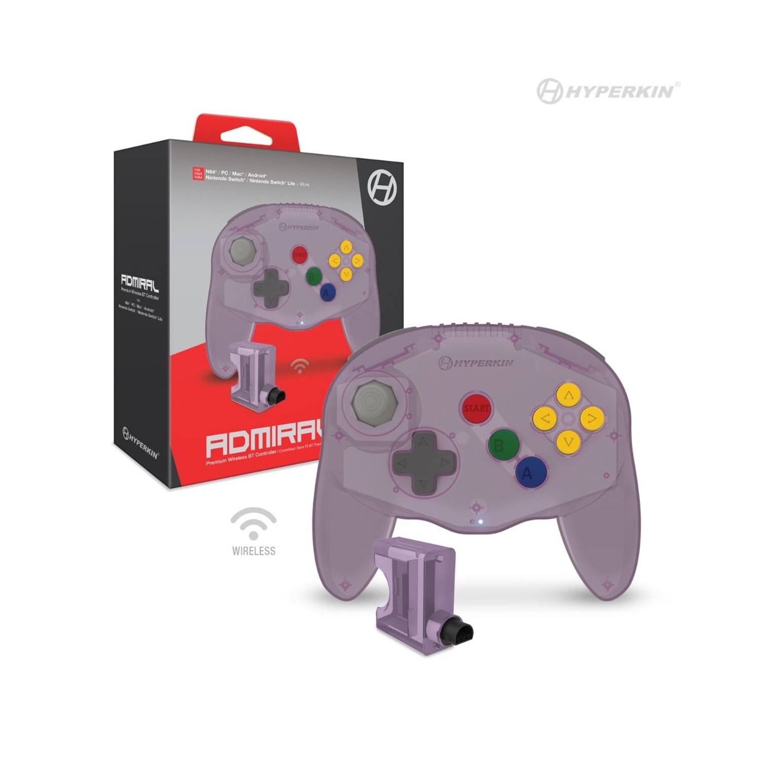 Hyperkin Admiral Premium Bluetooth Controller for N64® (Amethyst Purple)