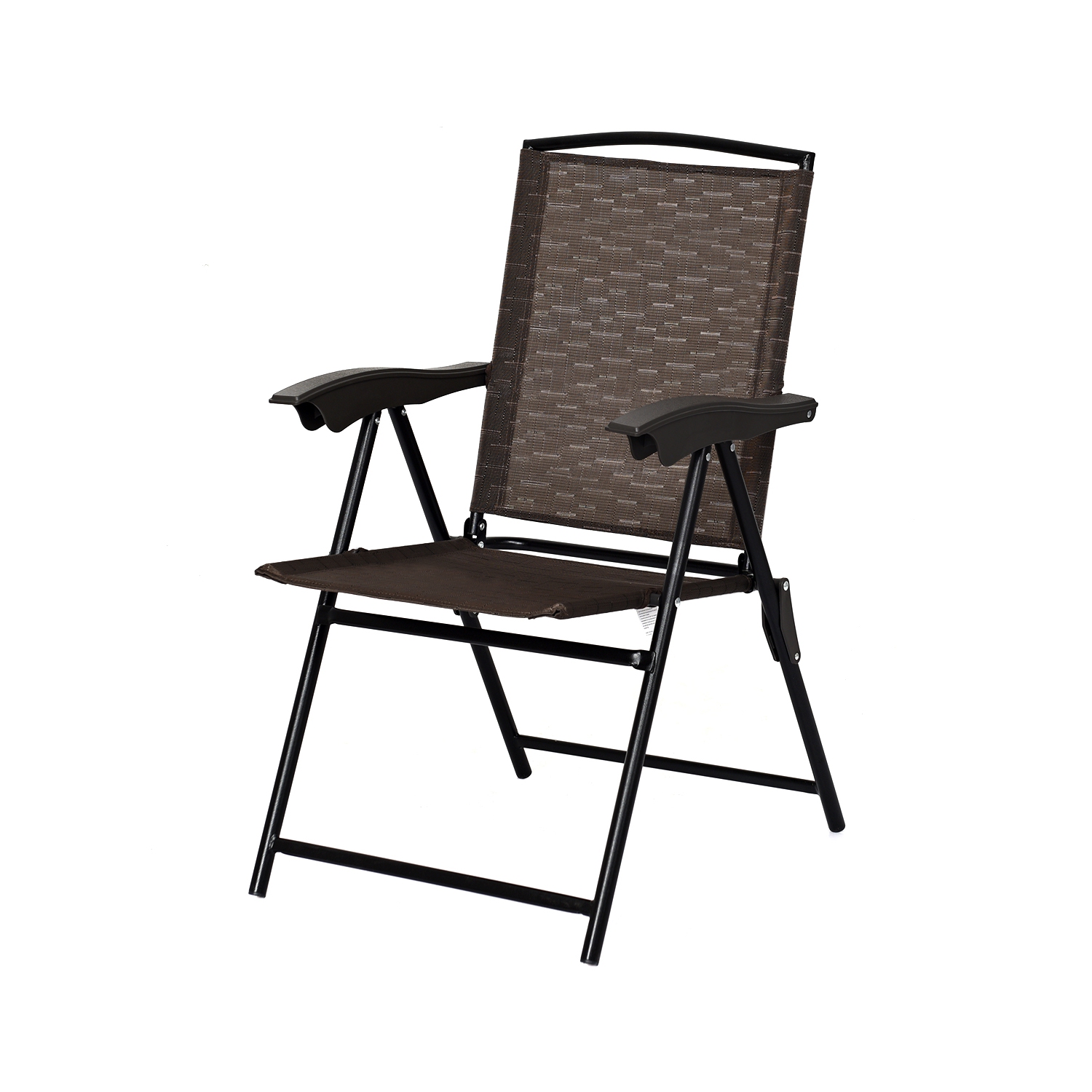 TopBuy – Ensemble de 4 fauteuils pliants en acier avec accoudoirs patio Garden dossier ajustable