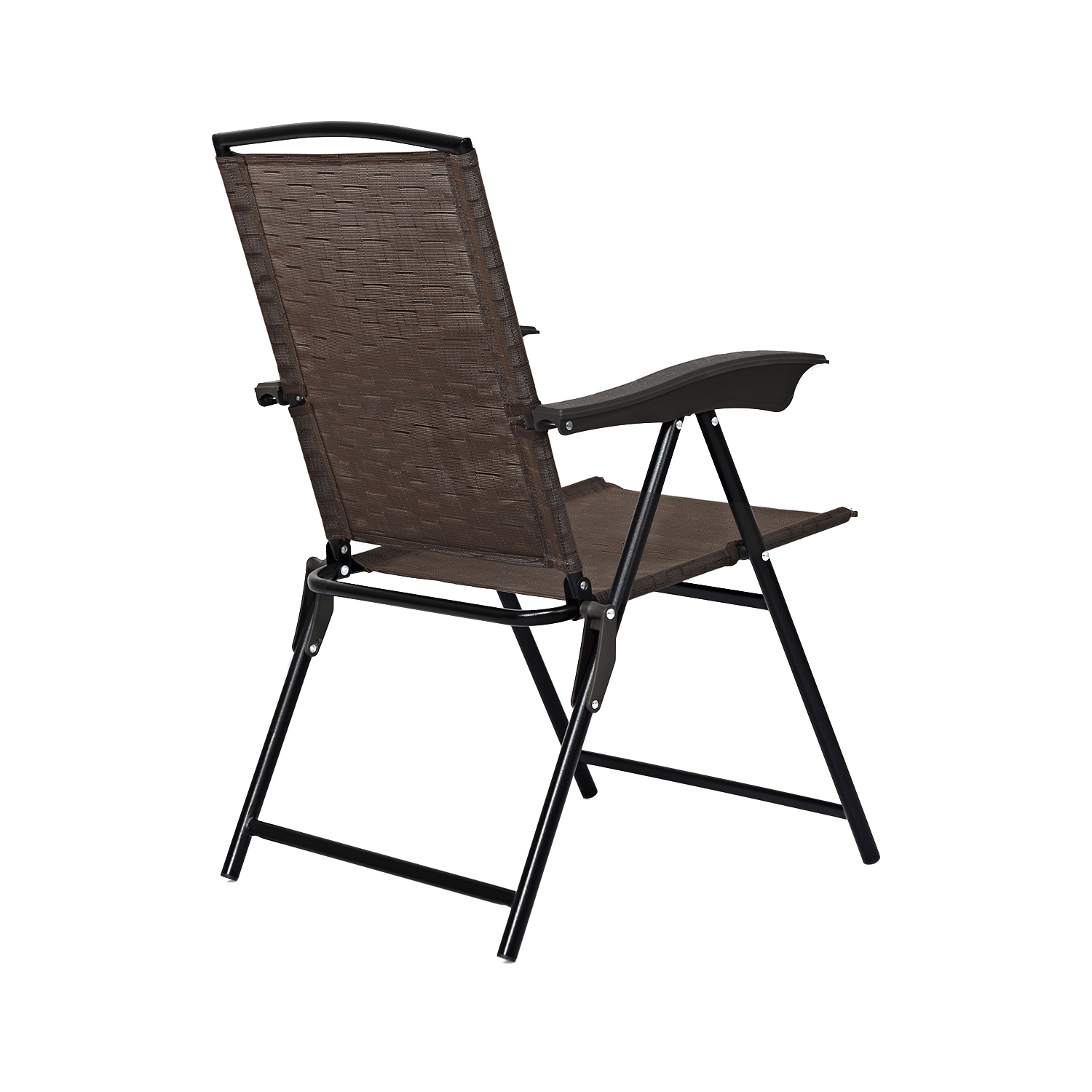 TopBuy – Ensemble de 4 fauteuils pliants en acier avec accoudoirs patio Garden dossier ajustable