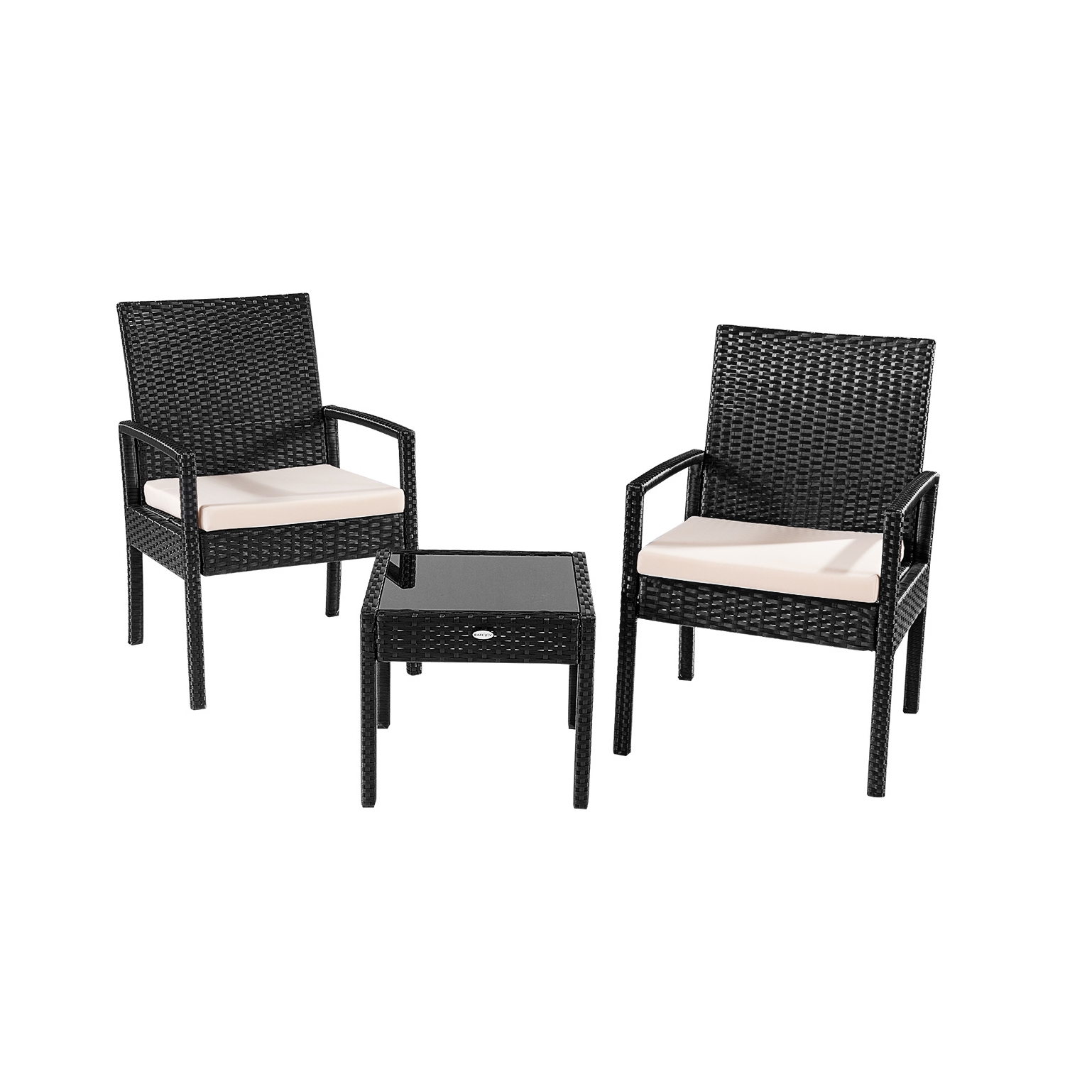 Topbuy 3 Pieces Patio Set Outdoor Wicker Rattan Furniture w/ Cushions