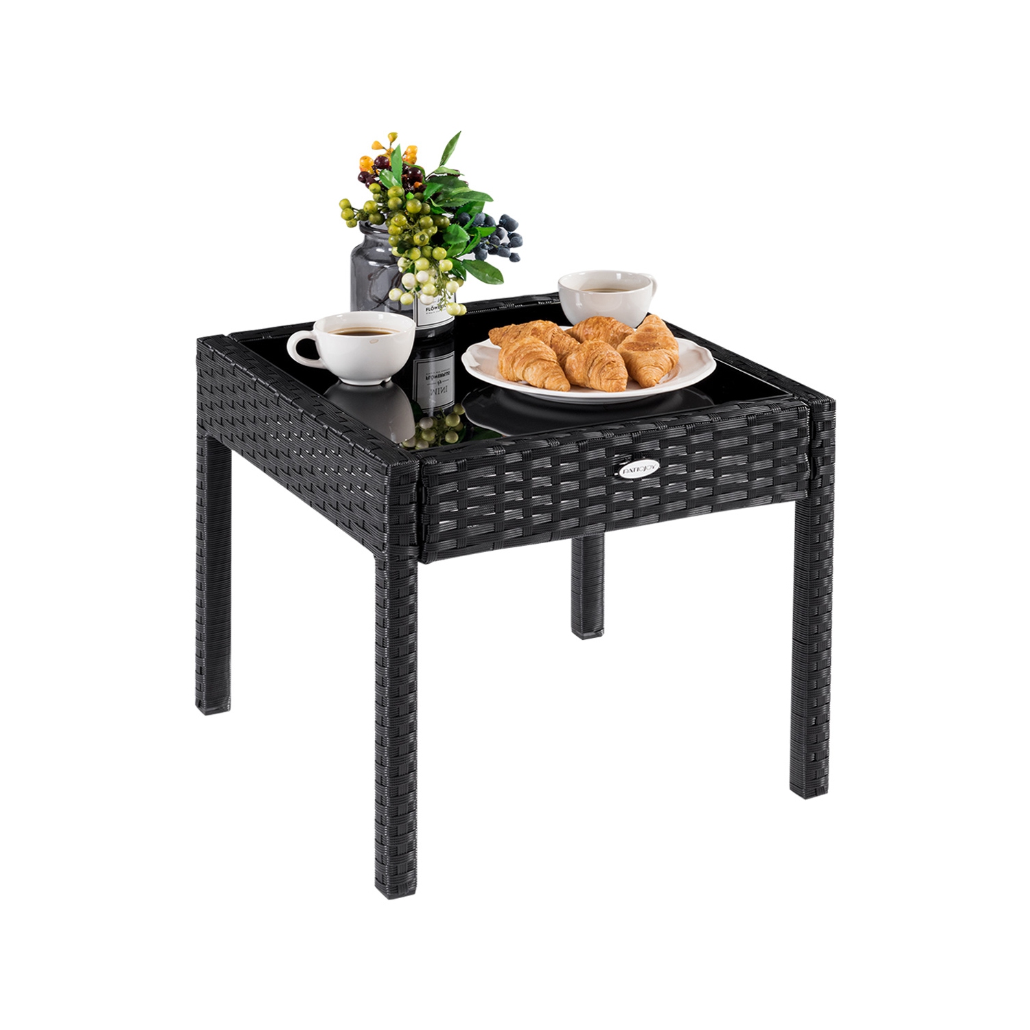 Topbuy 3 Pieces Patio Set Outdoor Wicker Rattan Furniture w/ Cushions