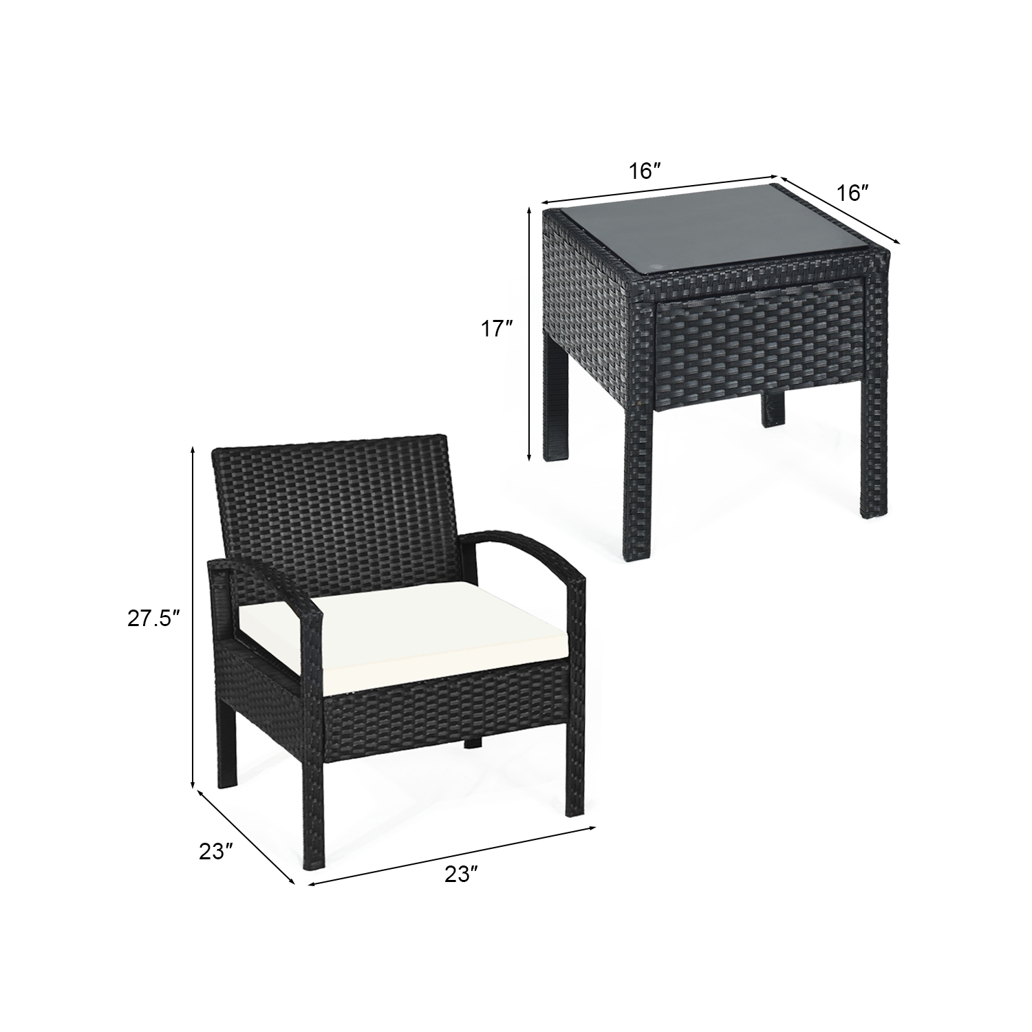 Topbuy Cushioned Outdoor Wicker Rattan Chair Set Patio Furniture Backyard Seat