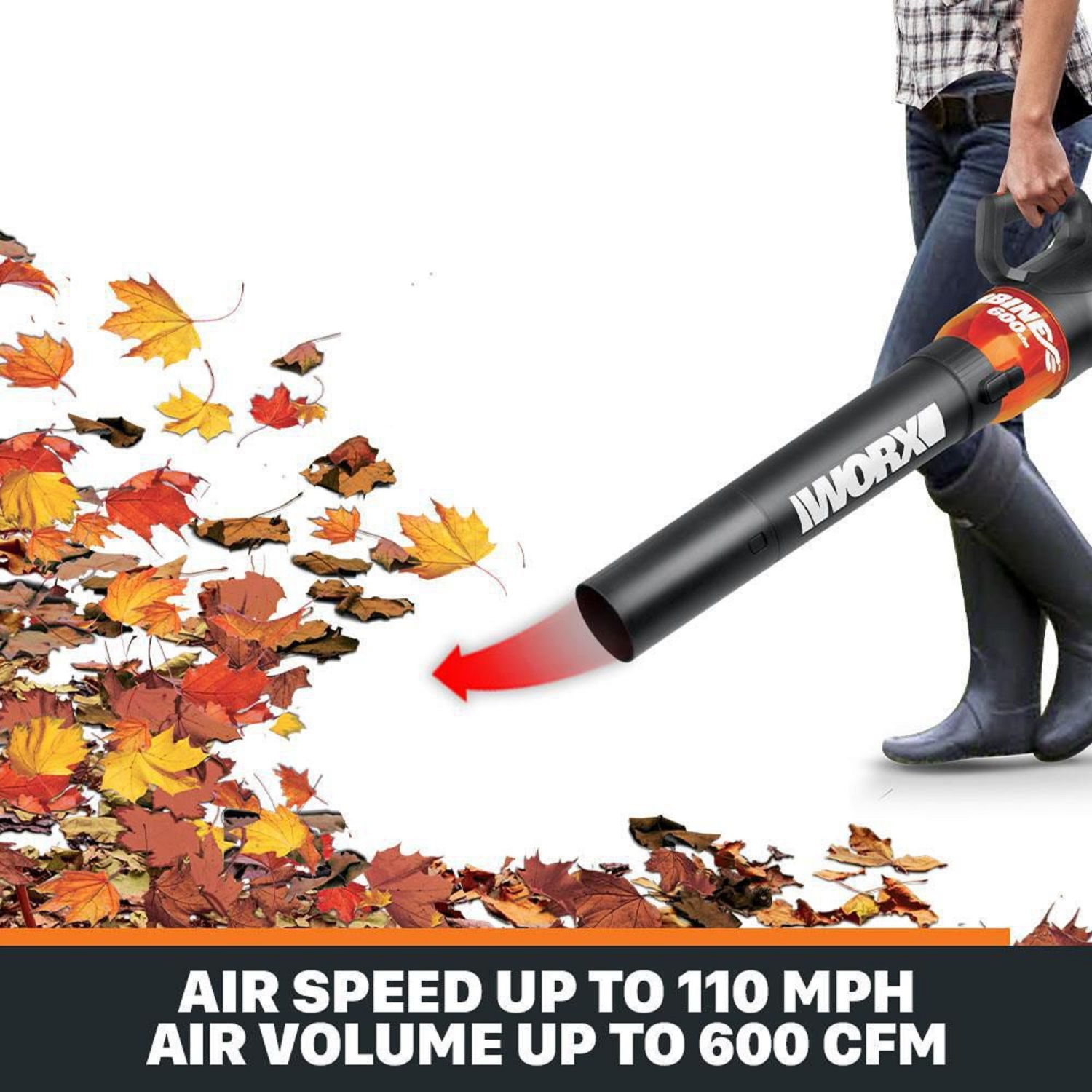 Electric Leaf Blower. Modern WORX Turbine 600 Electric Leaf Blower, 110 mph, Handheld Blowers,
