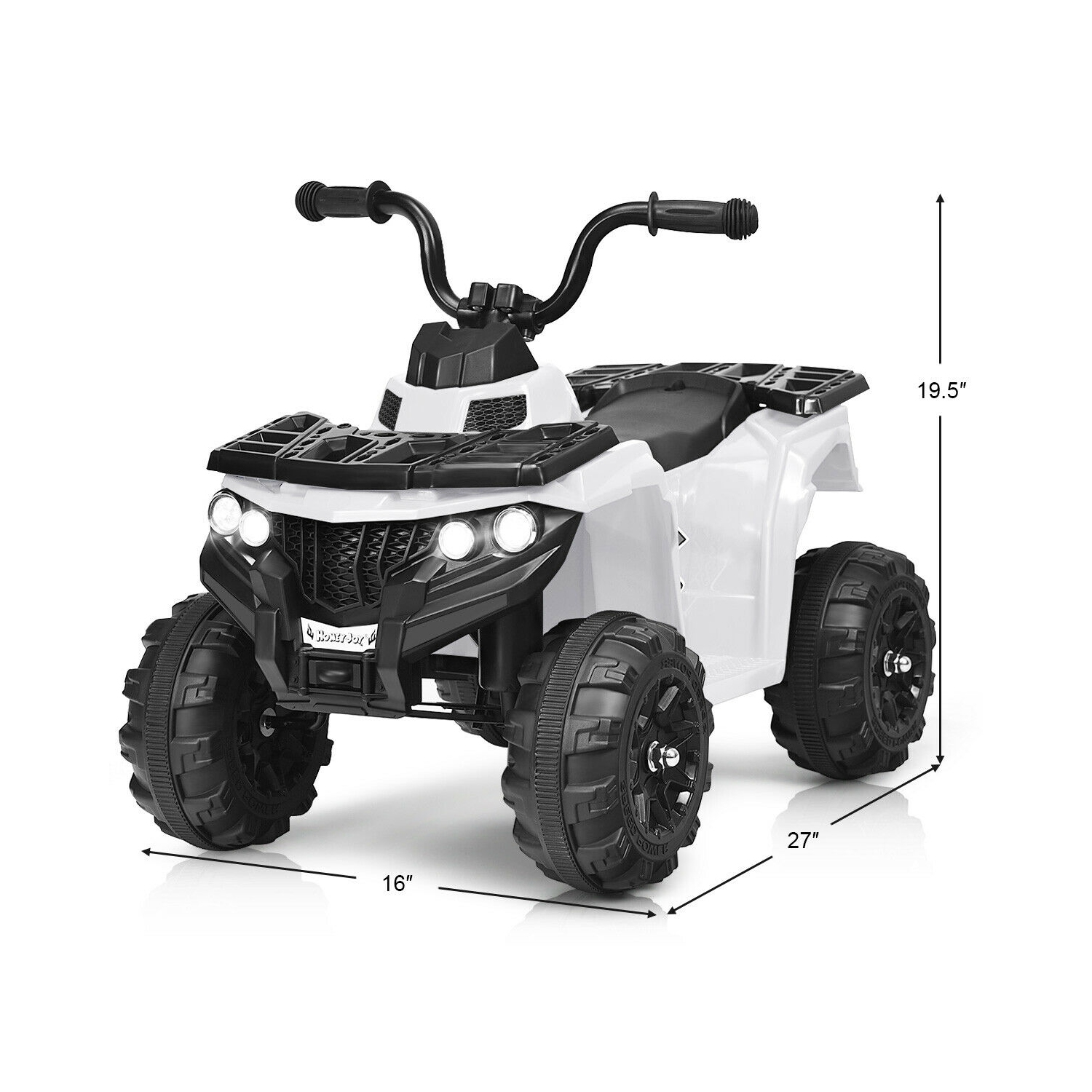 Topbuy 6&nbsp;V – voiture jouet VTT électrique pour enfants, 4 roues, 4 roues, avec lumières à DEL, blanc