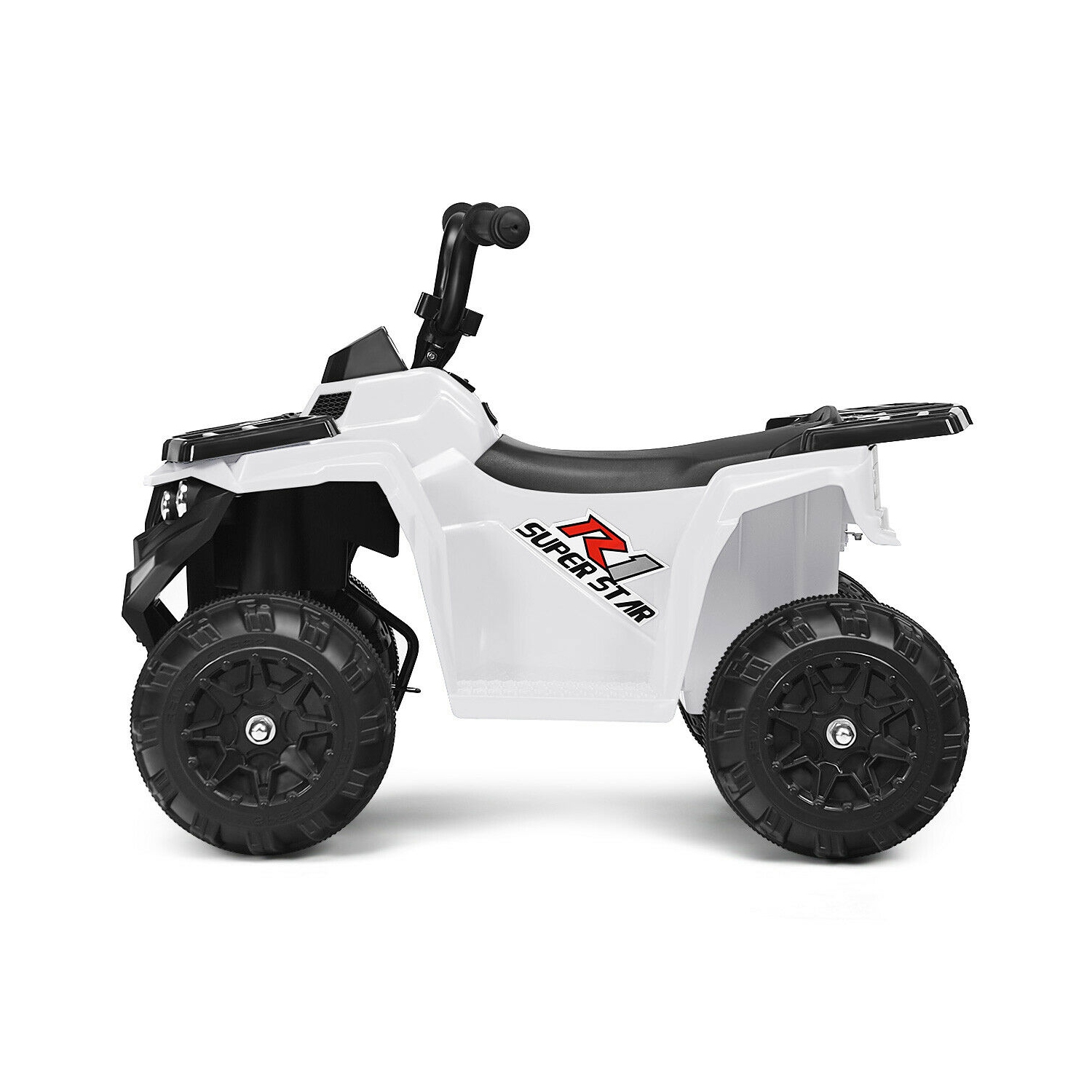 Topbuy 6&nbsp;V – voiture jouet VTT électrique pour enfants, 4 roues, 4 roues, avec lumières à DEL, blanc