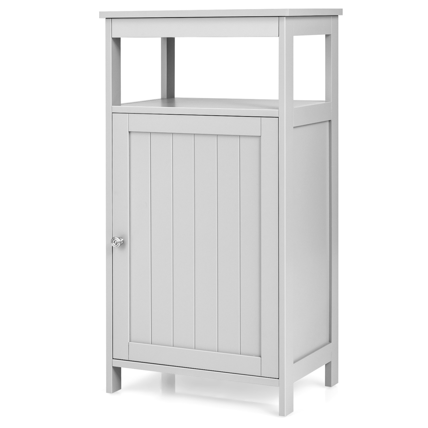 Topbuy – Armoire de rangement de plancher de salle de bain autonome en bois rangement Cupboard tablette grise