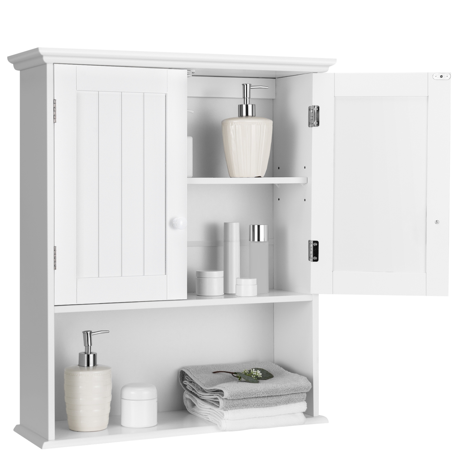 TopBuy – Armoire de rangement murale pour armoire à pharmacie avec 2 portes et tablette réglable, blanc
