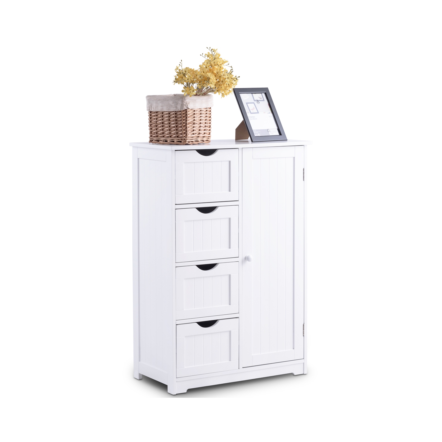 Topbuy 4 Drawer Bathroom Cabinet Storage Wooden