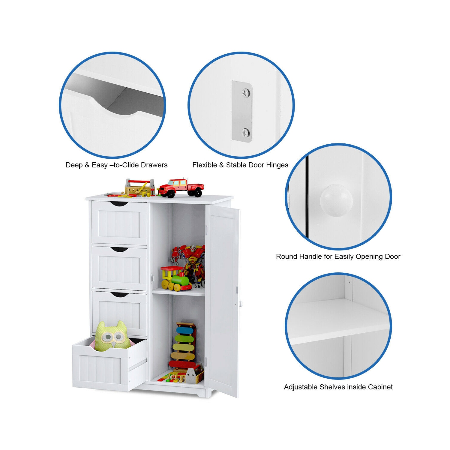 Topbuy 4 Drawer Bathroom Cabinet Storage Wooden