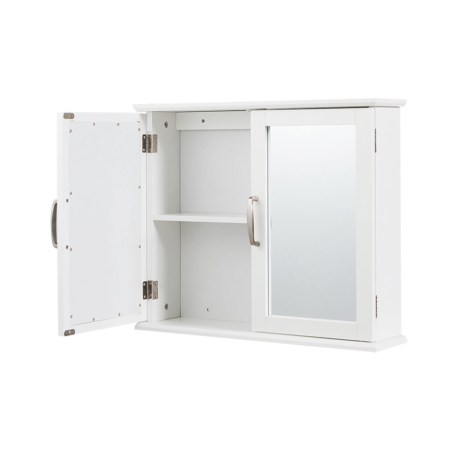 Topbuy – Armoire de rangement murale pour salle de bain à 2 niveaux avec 2 portes miroir
