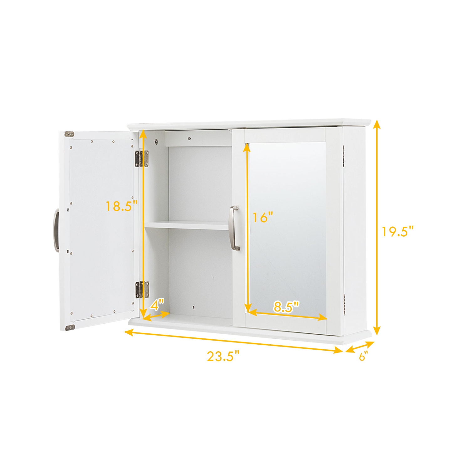 Topbuy – Armoire de rangement murale pour salle de bain à 2 niveaux avec 2 portes miroir