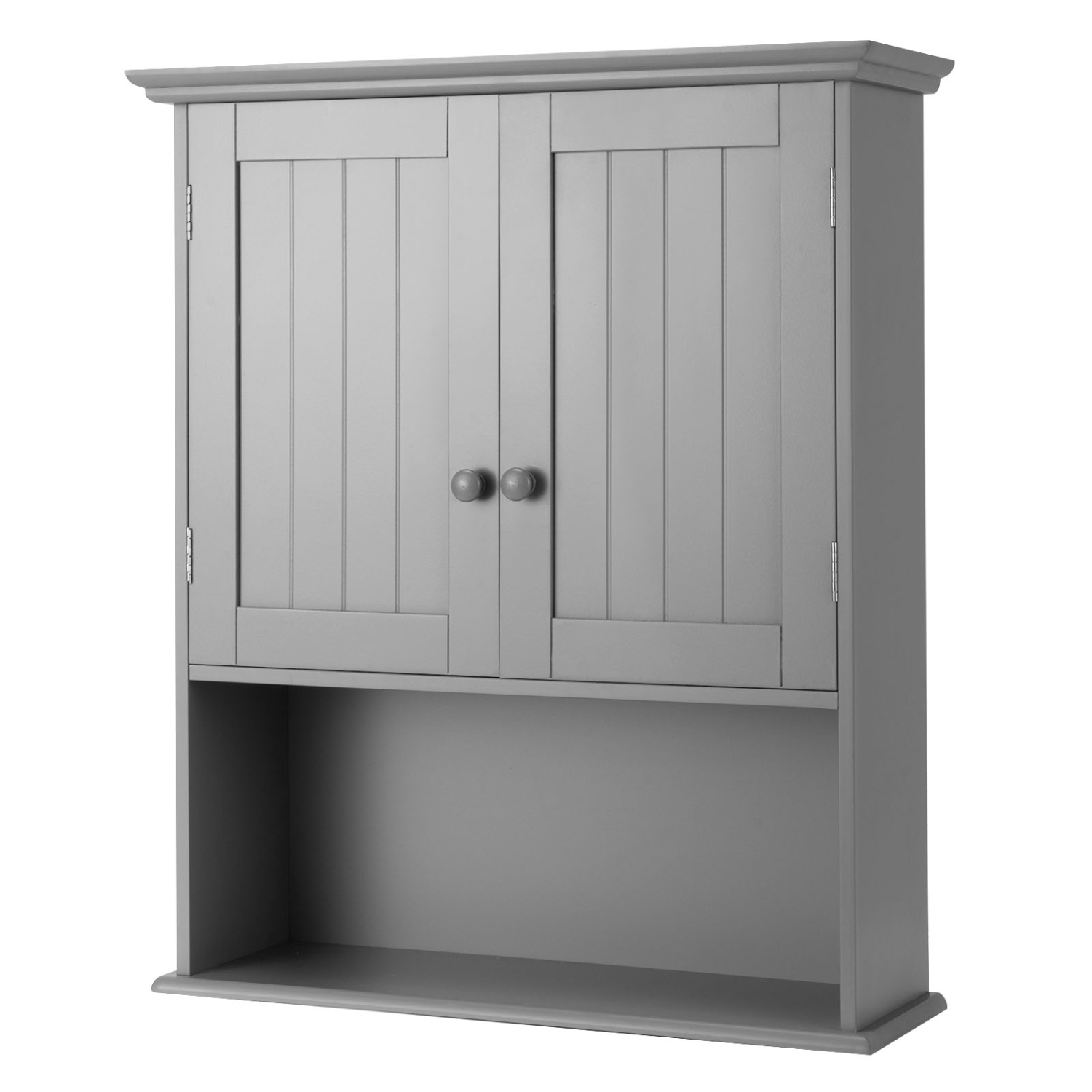 TopBuy – Armoire de rangement murale pour armoire à pharmacie avec 2 portes et tablette réglable, gris/blanc
