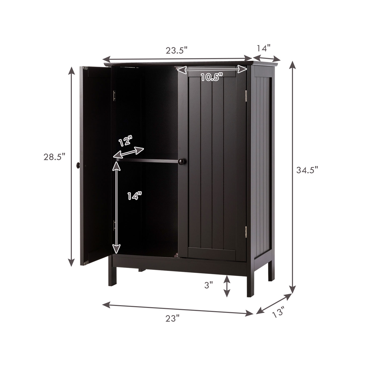 Topbuy Bathroom Storage Cabinet with Double Doors Wooden Cupboard Shoe Cabinet