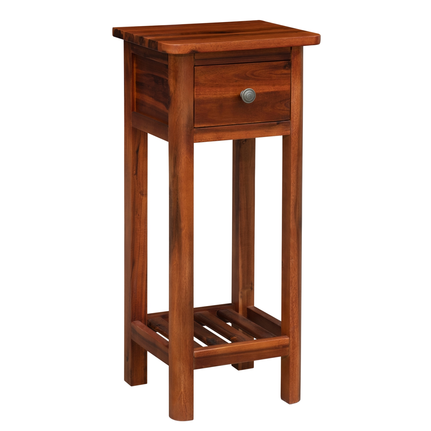 Topbuy Wooden End Table Nightstand w/Storage Shelf and Drawer for Livng room Rustic Brown