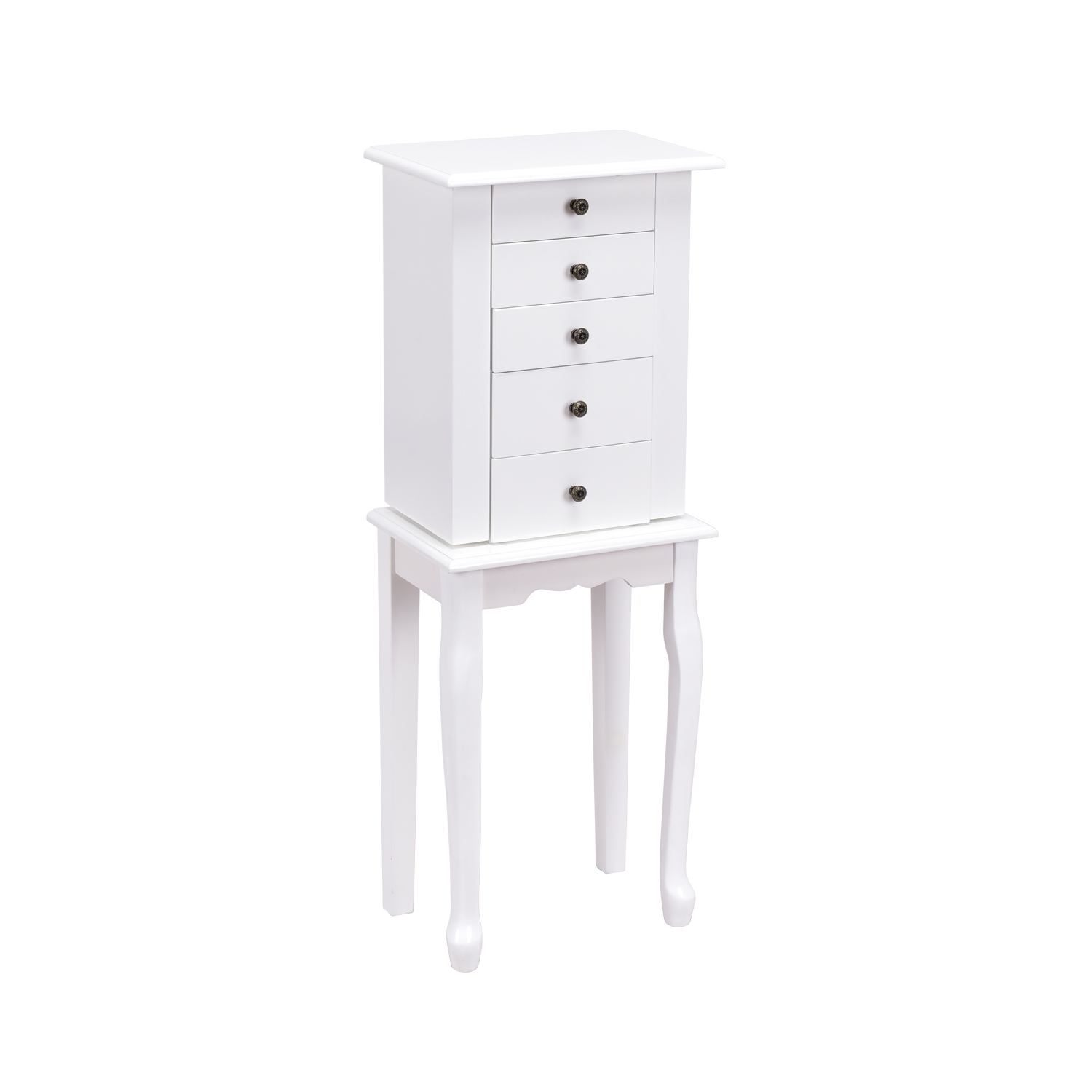 TopBuy – Armoire à bijoux avec armoire de rangement et coffre de rangement debout avec miroir
