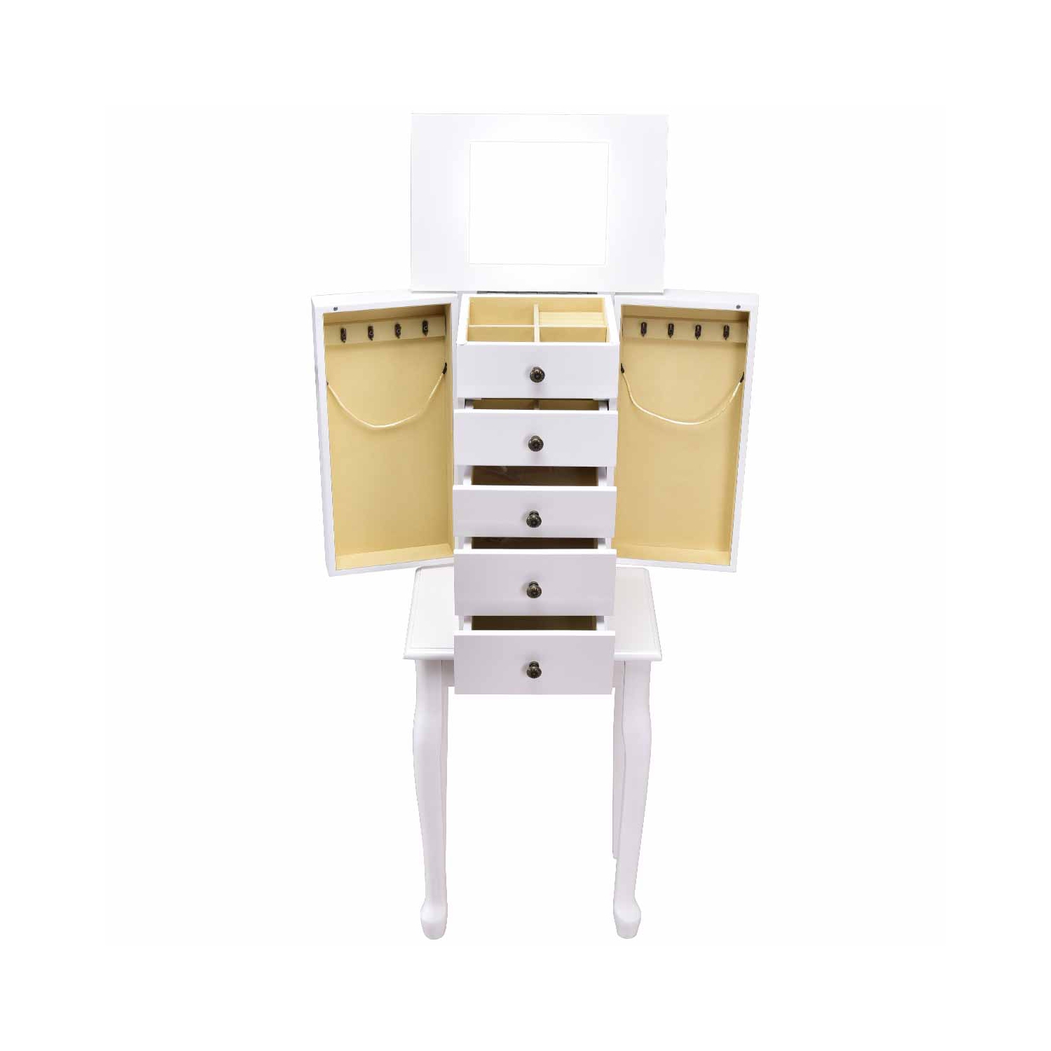 TopBuy – Armoire à bijoux avec armoire de rangement et coffre de rangement debout avec miroir