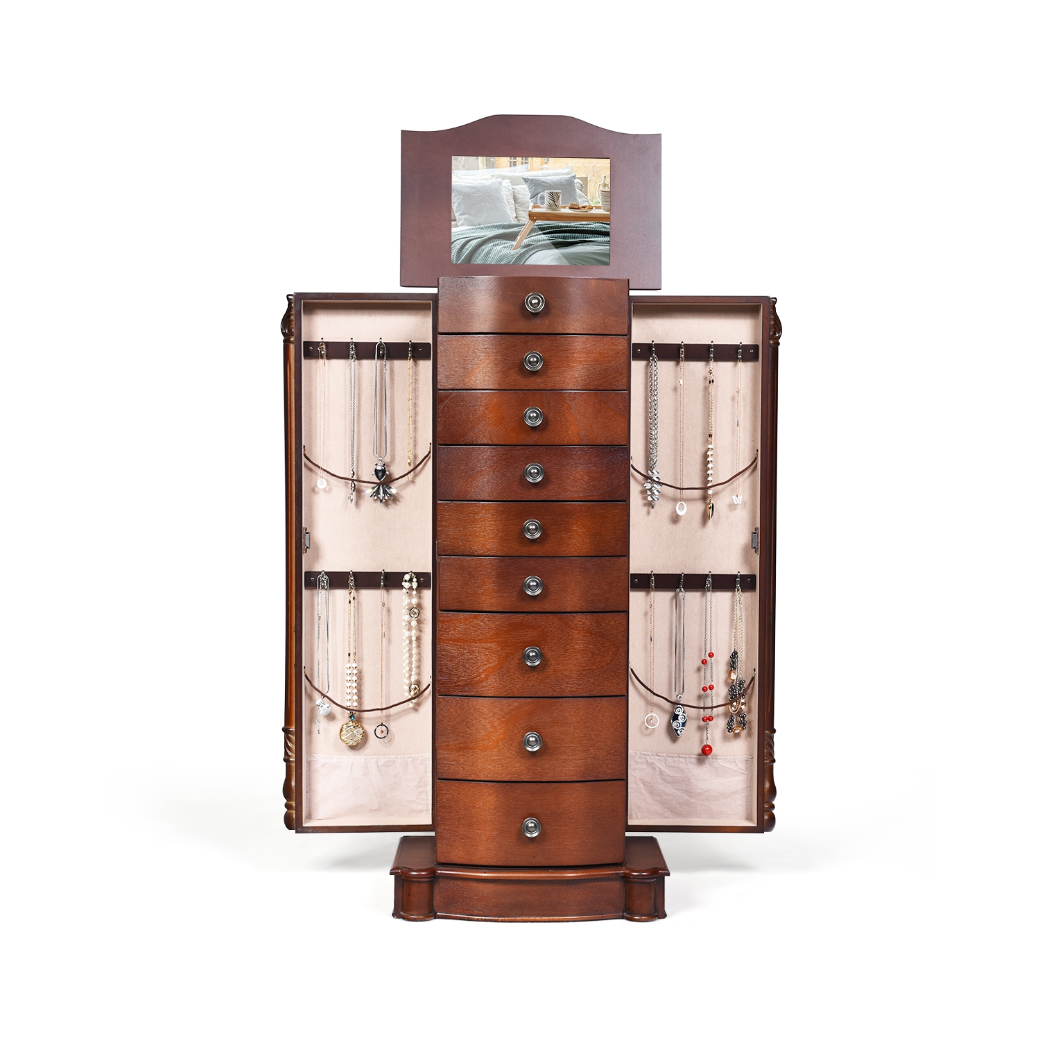 TopBuy – Coffret à bijoux classique à 8 tiroirs pour coiffeuse, brun