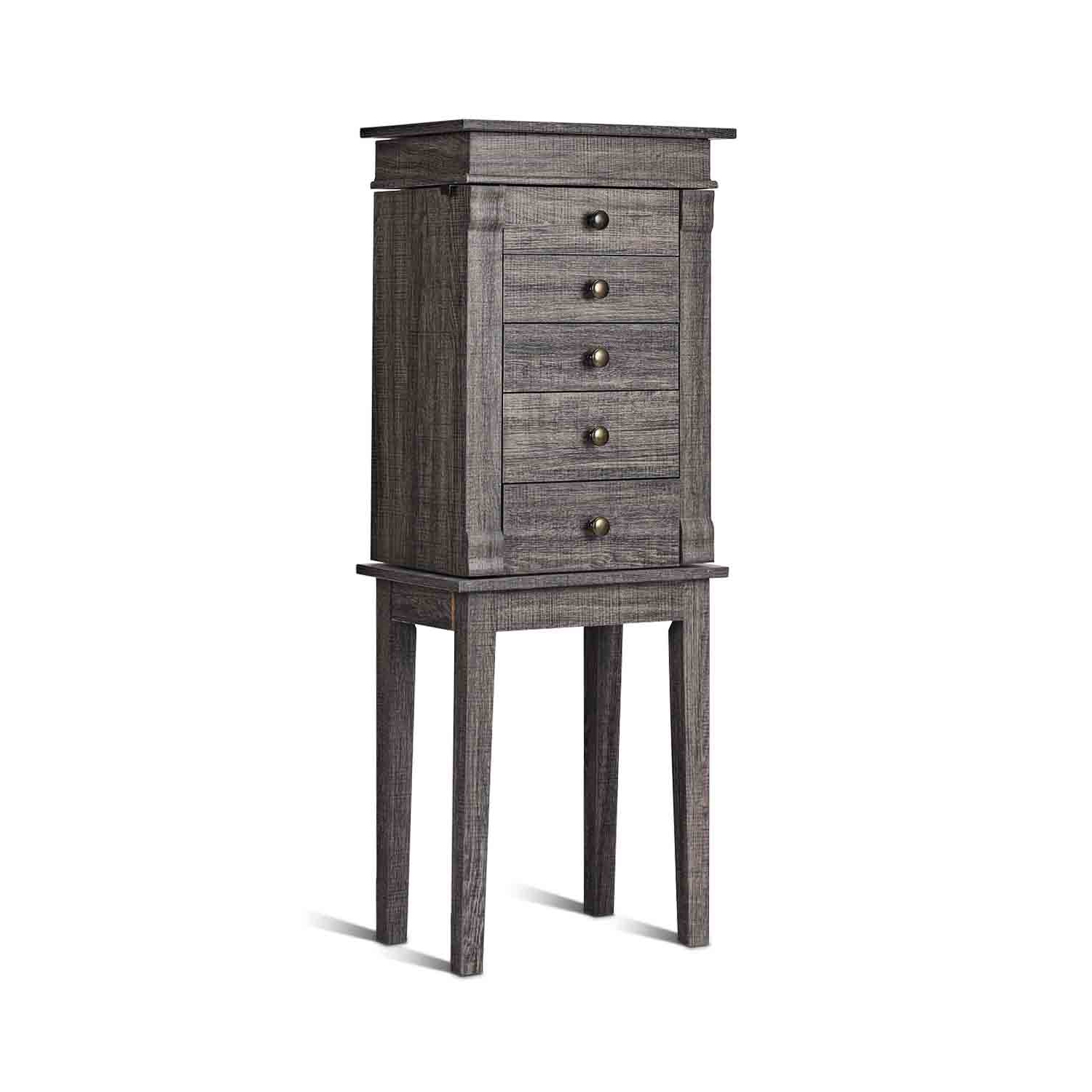 TopBuy – Meuble de rangement autonome pour armoire à bijoux avec portes pivotantes et miroir