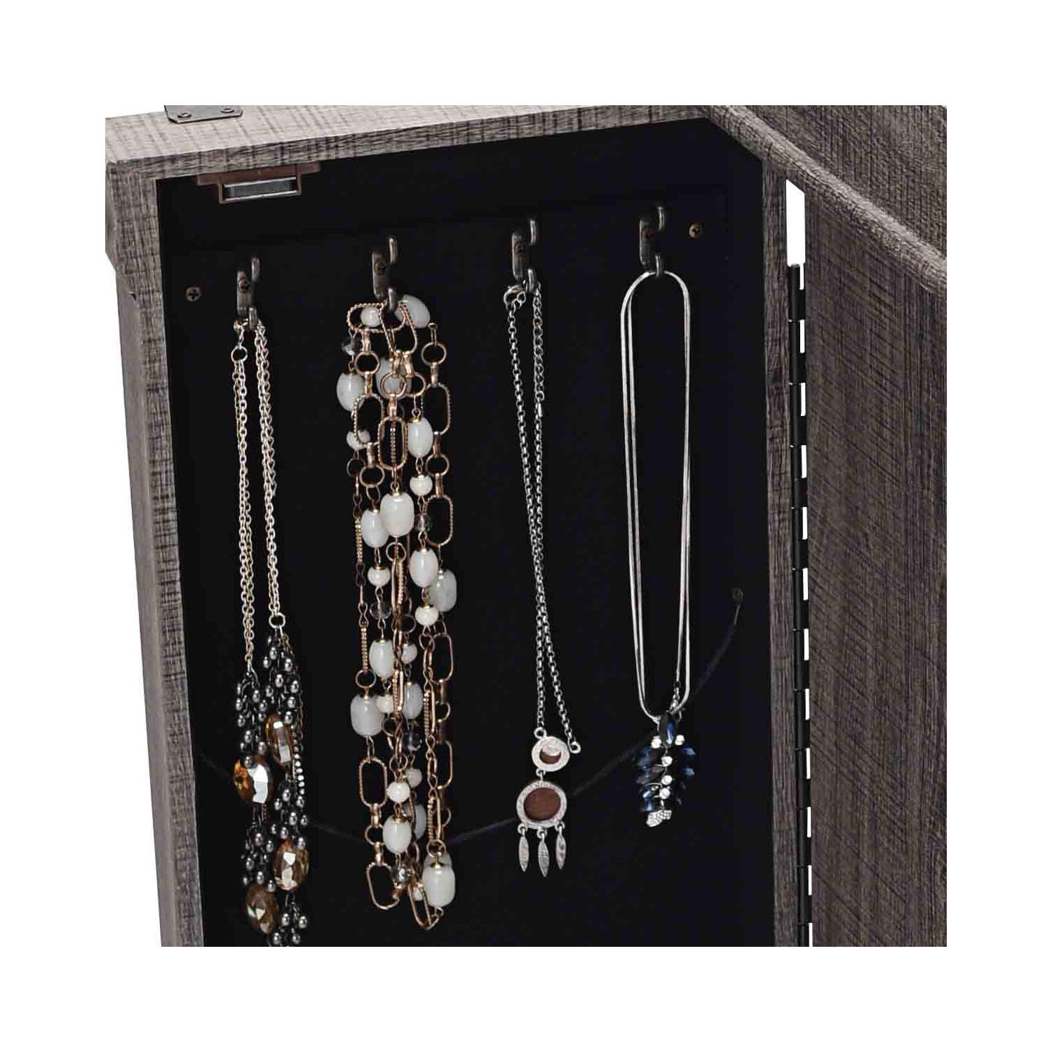 TopBuy – Meuble de rangement autonome pour armoire à bijoux avec portes pivotantes et miroir