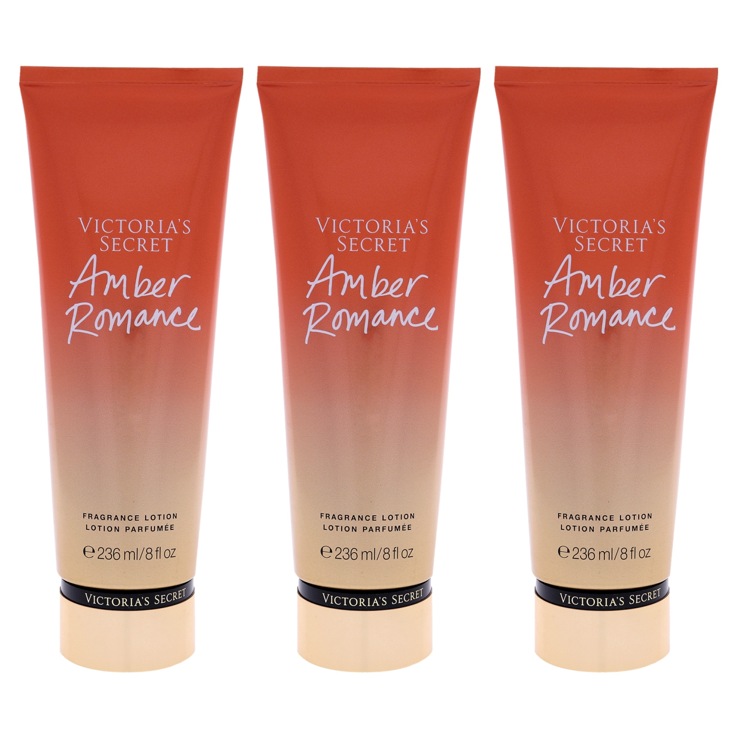 Amber Romance Fragrance Lotion by Victorias Secret for Women - 8 oz Body Lotion - Pack of 3