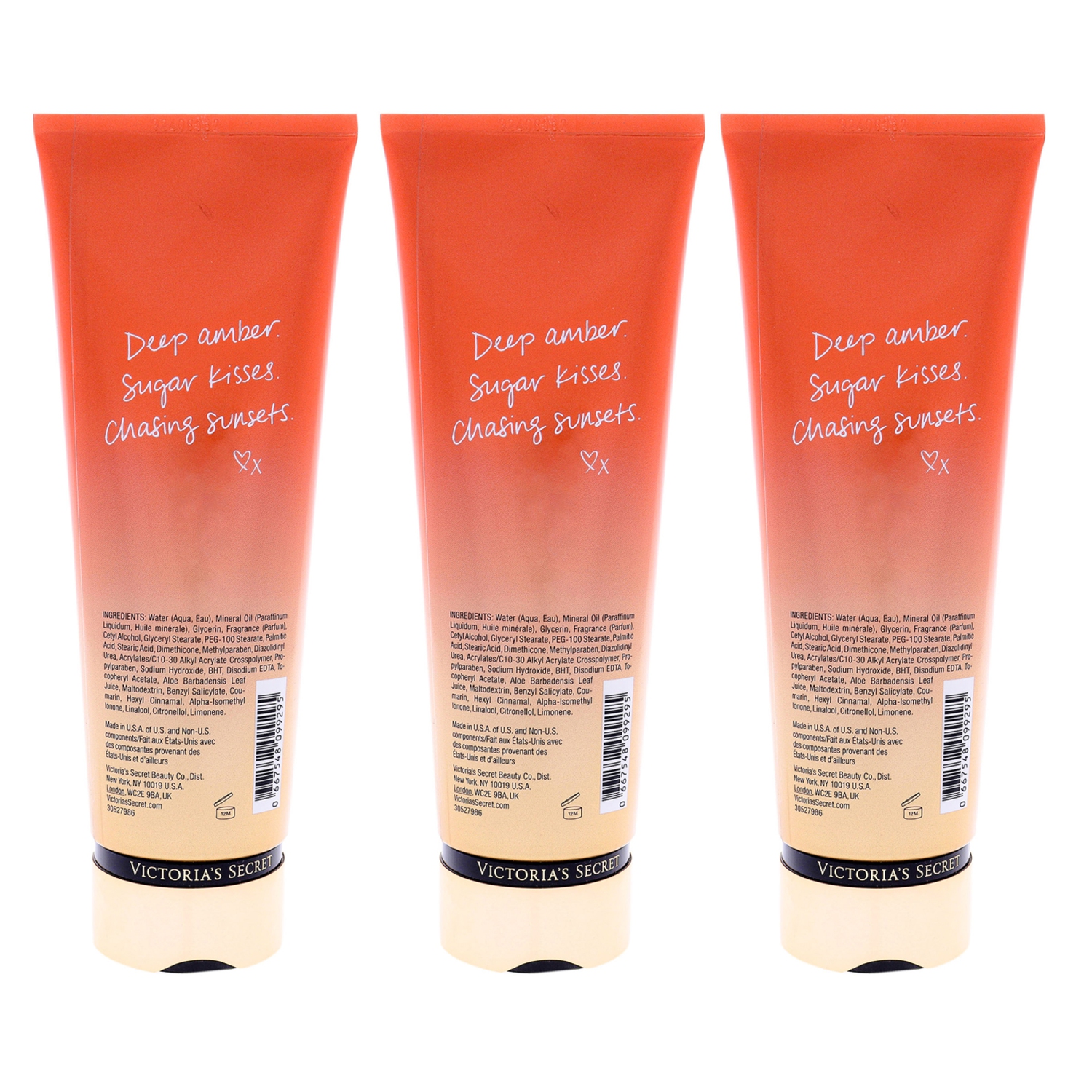 Amber Romance Fragrance Lotion by Victorias Secret for Women - 8 oz Body Lotion - Pack of 3