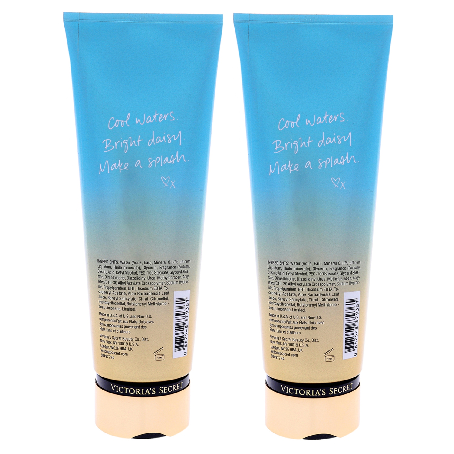 Lotion Parfumée Aqua Kiss par Victorias Secret pour femme - 8 oz de Lotion pour le corps - Pack of 2