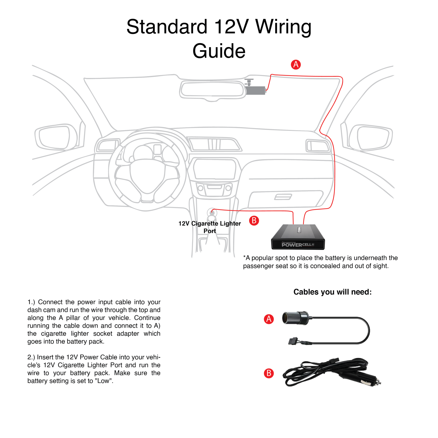 BlackboxMyCar POWERCELL 8 - Dash Cam Battery Pack, Spliced & Unspliced