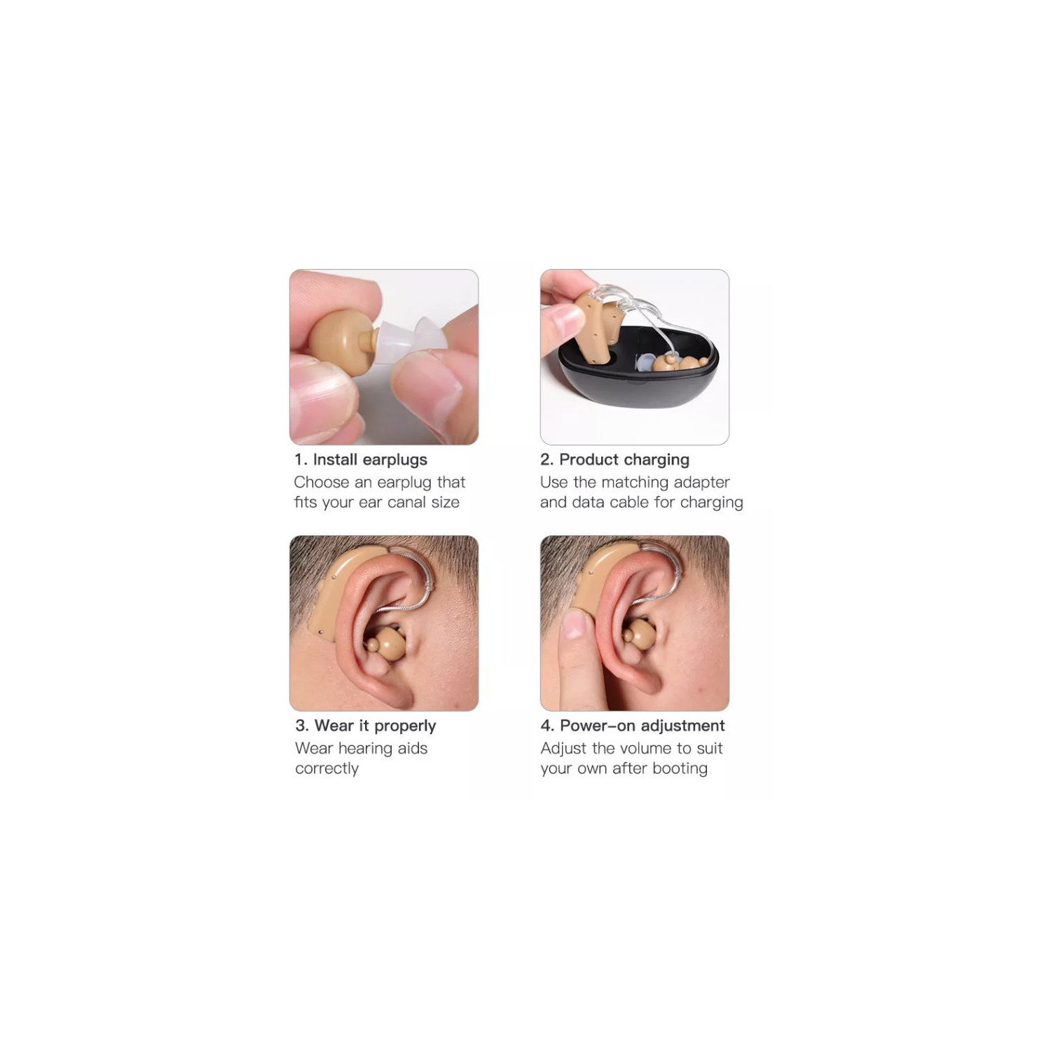 Double Ear Rechargeable Hearing Amplifier Mini Device Ear Amplifier Digital BTE Elderly Ear Care Hearing Amplifier