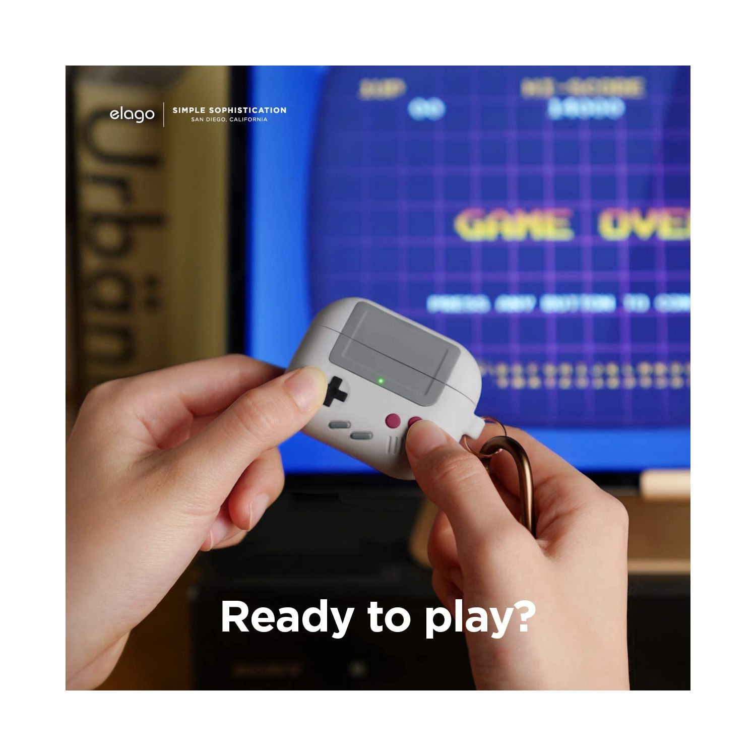 Elago AW5 Compatible avec les AirPods 3ᵉ Generation étui, étui classique pour console de jeu portative, antichoc, mousqueton inclus [gris pâle]