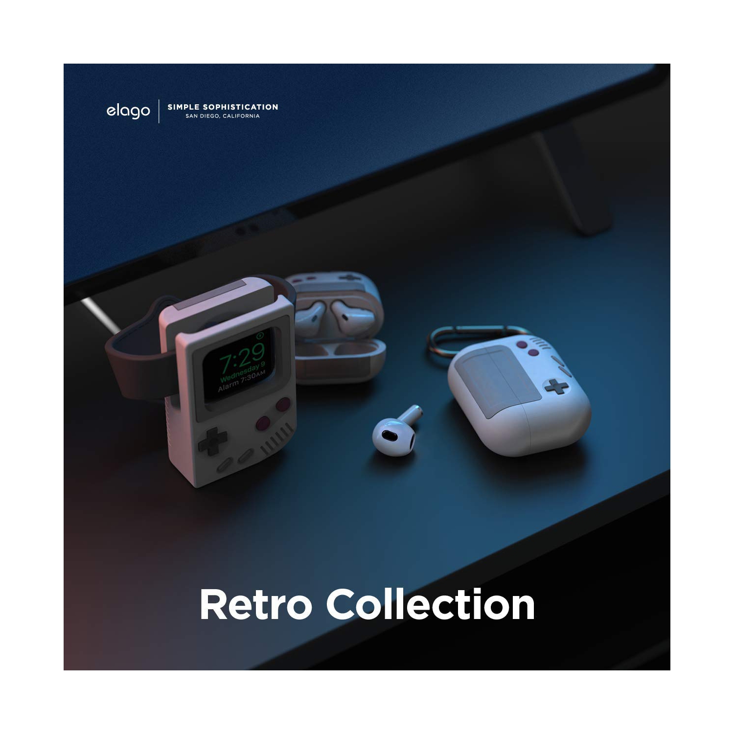 Elago AW5 Compatible avec les AirPods 3ᵉ Generation étui, étui classique pour console de jeu portative, antichoc, mousqueton inclus [gris pâle]