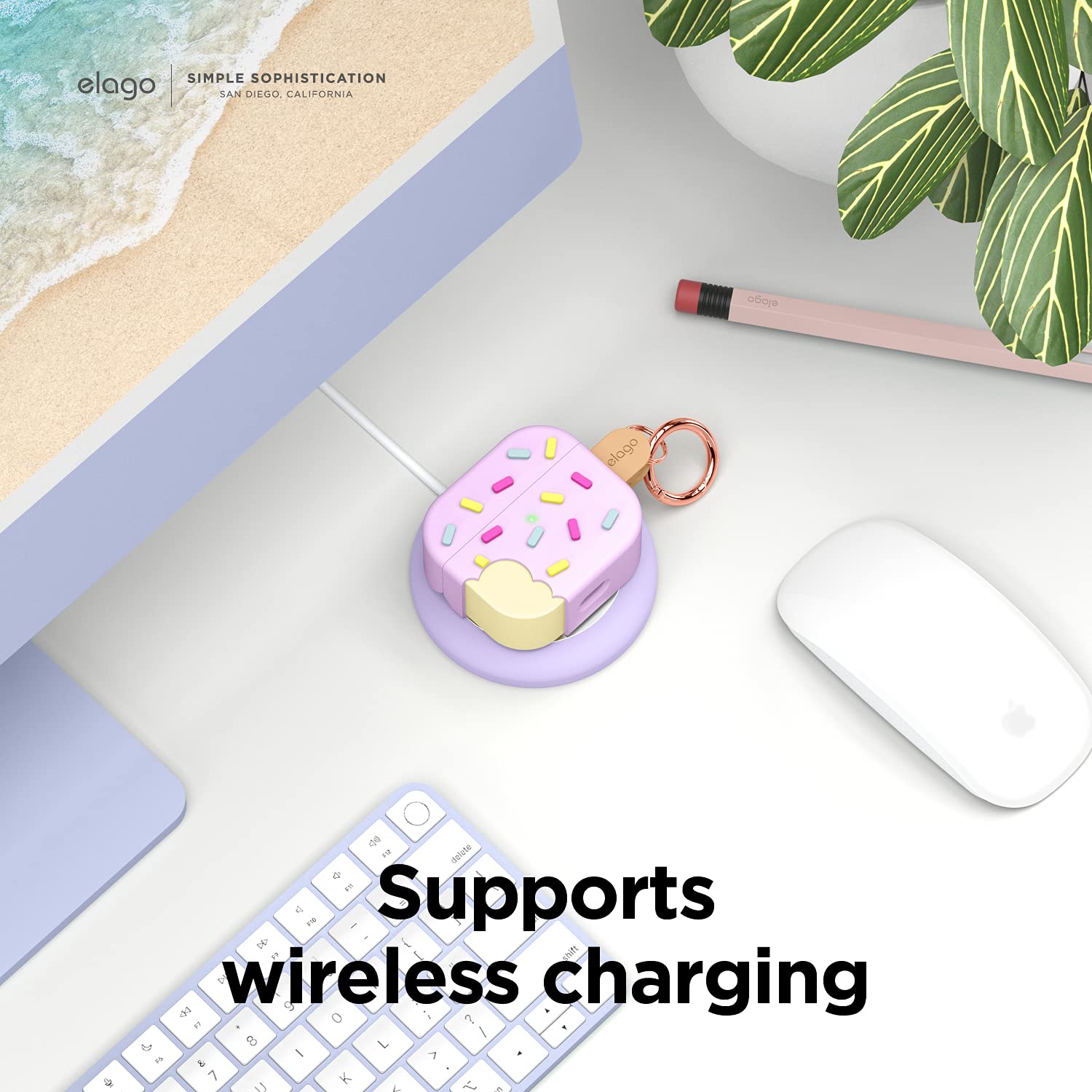 elago Ice Case with Carabiner Compatible with AirPods 3 - Cute and Cute Case, Supports Wireless Charging, Full Protection, Shock Resistant