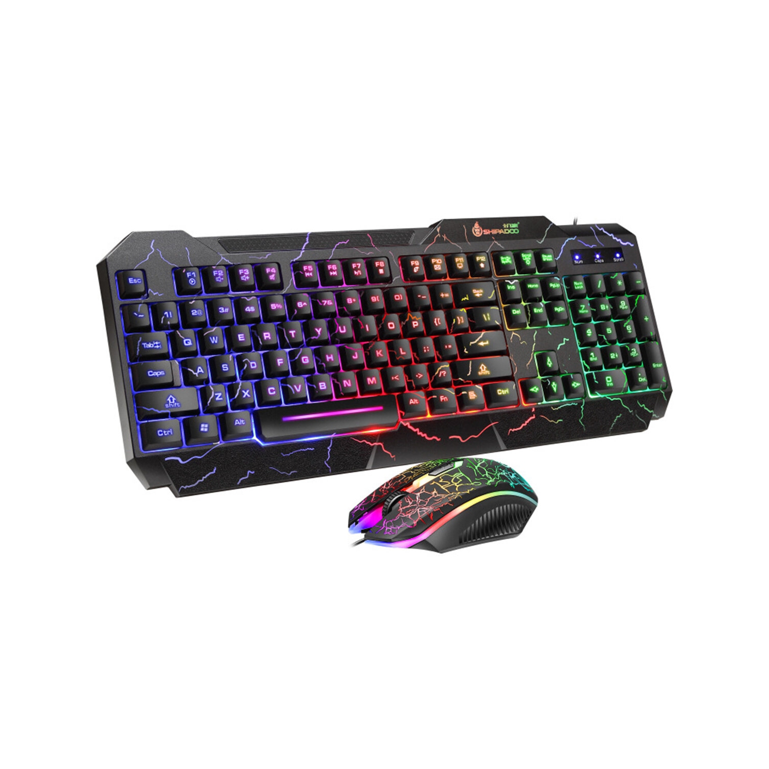 D620 Gaming Keyboard and Mouse Bundle Kit, Rainbow led Light effect Crack Backlit USB Computer Gaming Wired Keyboard and mice bundle set RGB LED Backlit 104 Keys and Mouse combo set