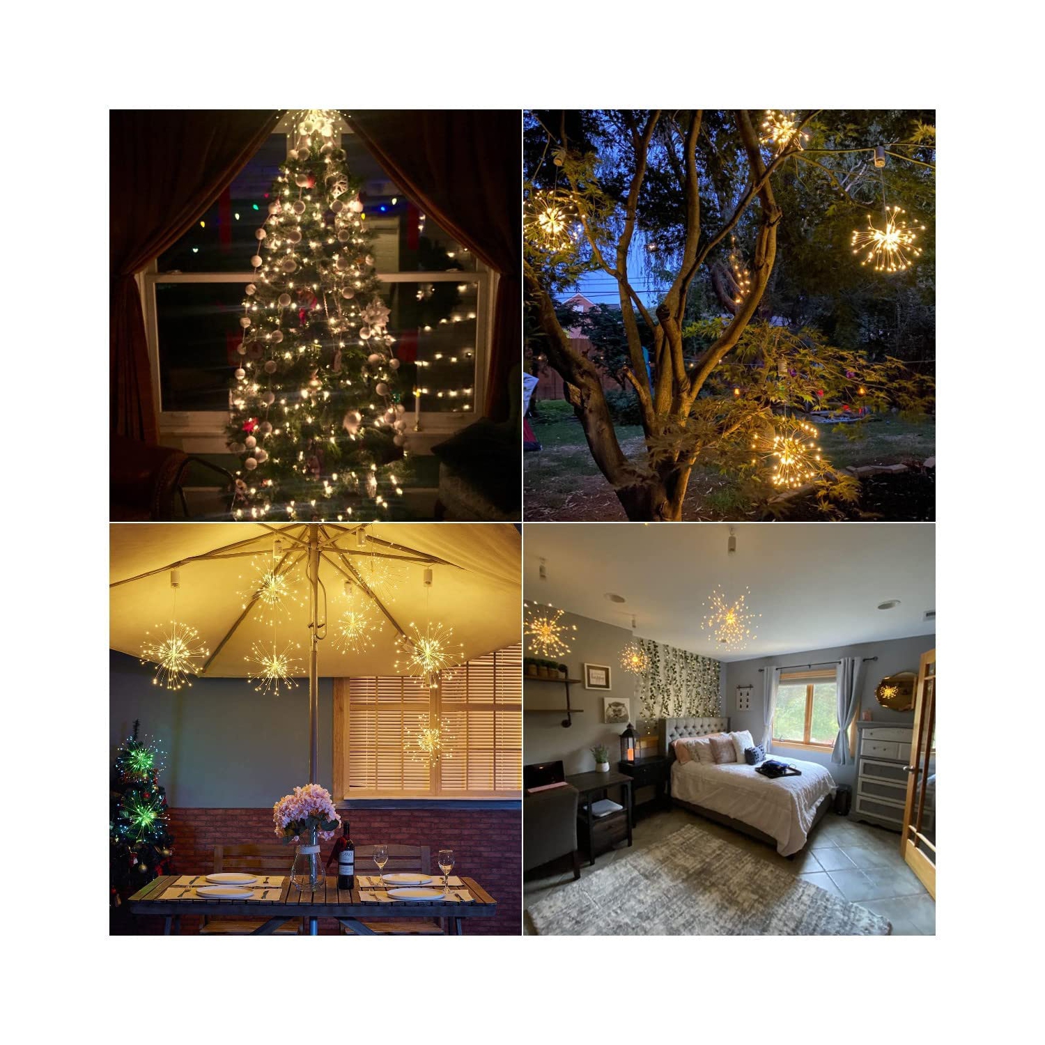 4 Pack Firework Hanging Lights 120 LEDs Fairy Lights for Home, Indoor & Outdoor